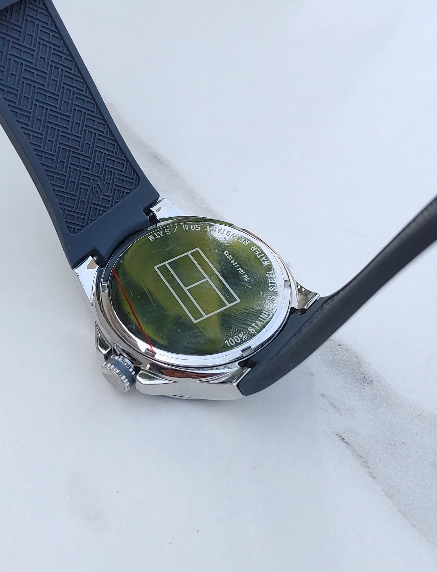 Tom.y Hilfiger Grey Rubber Strap Wrist Watch For Men Stainless Steel Case Diameter Sports Watch