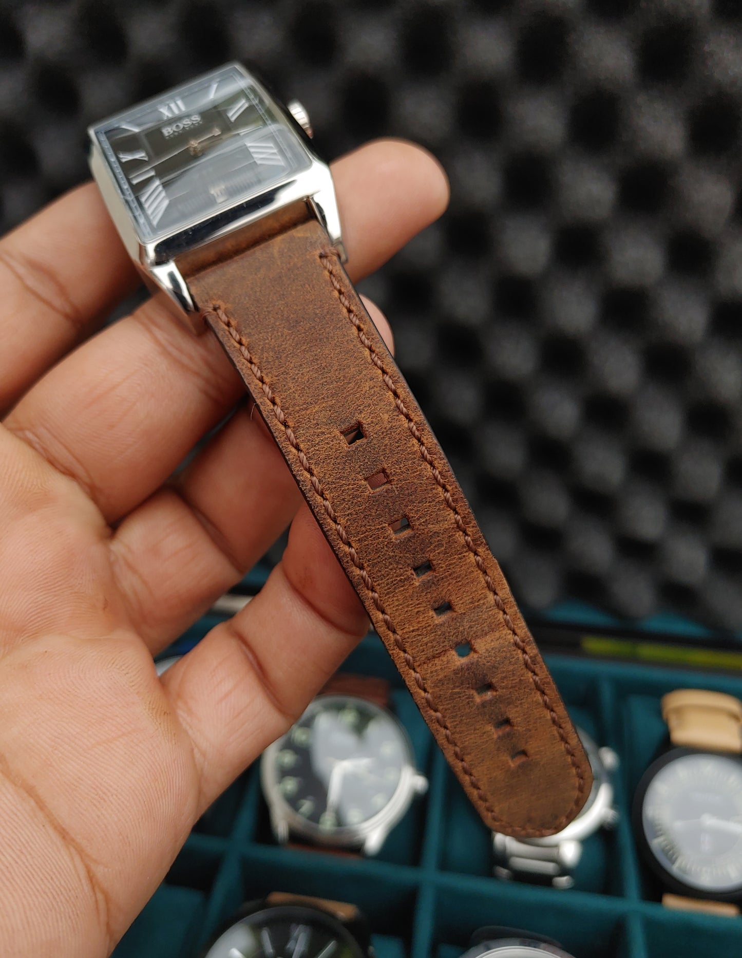 Hugo Boss HB 84.1.14.2184 Vintage brown Leather Strap Watch