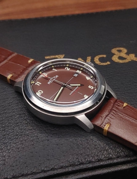 Recta Brown Dial Leather Strap Watch For Men