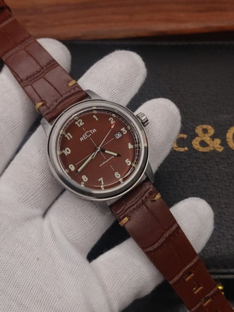 Recta Brown Dial Leather Strap Watch For Men