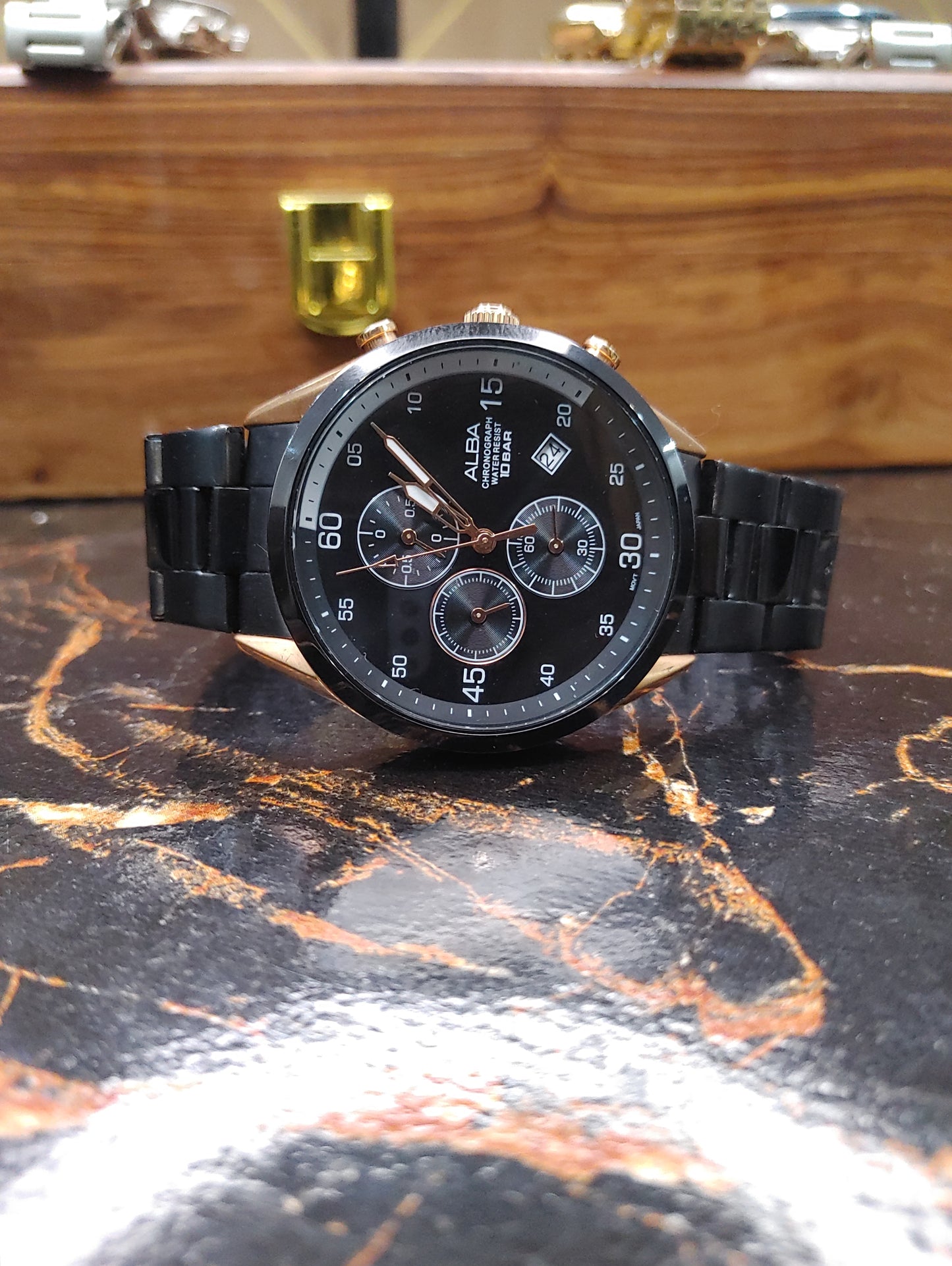 Alba By Seiko Black Gold Tone Watch For Men