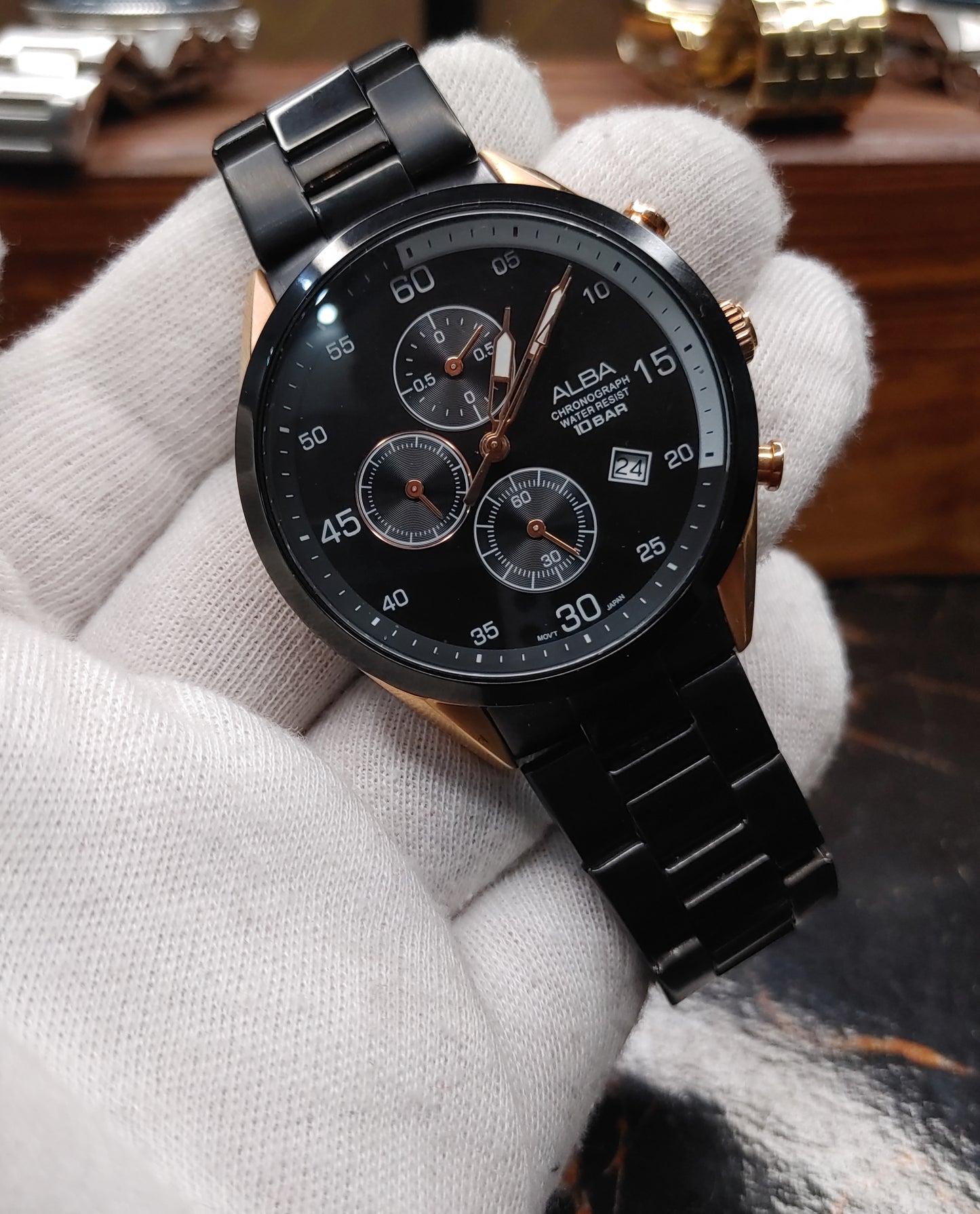 Alba By Seiko Black Gold Tone Watch For Men