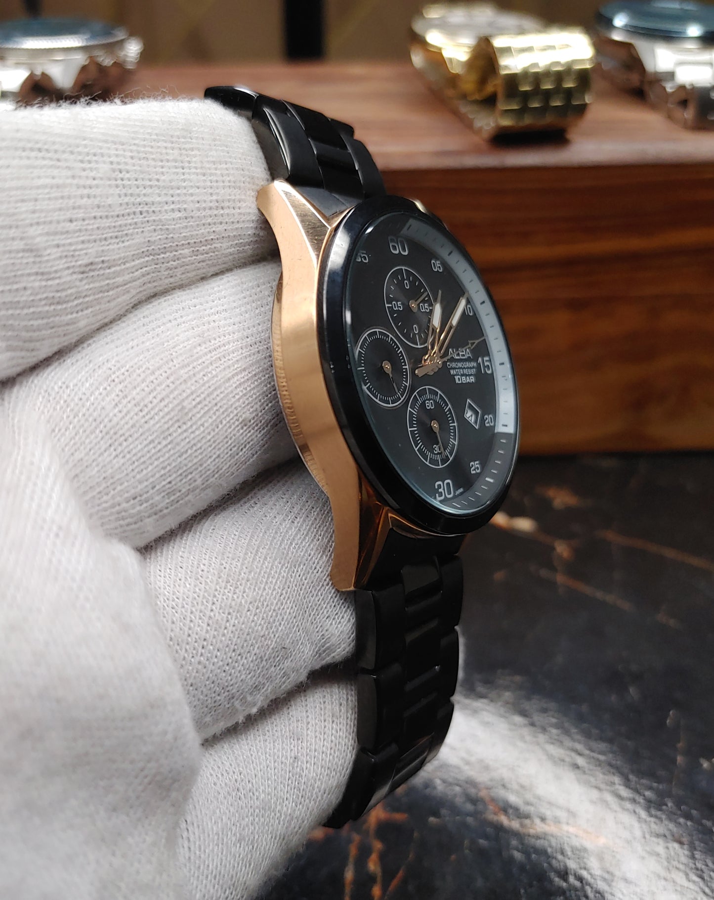 Alba By Seiko Black Gold Tone Watch For Men