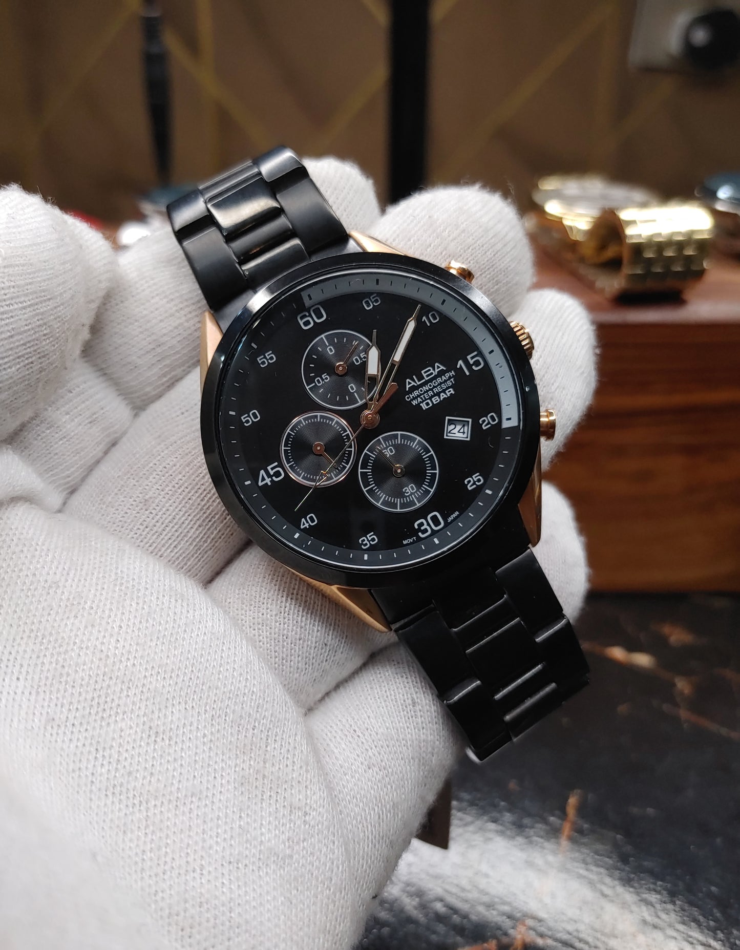 Alba By Seiko Black Gold Tone Watch For Men