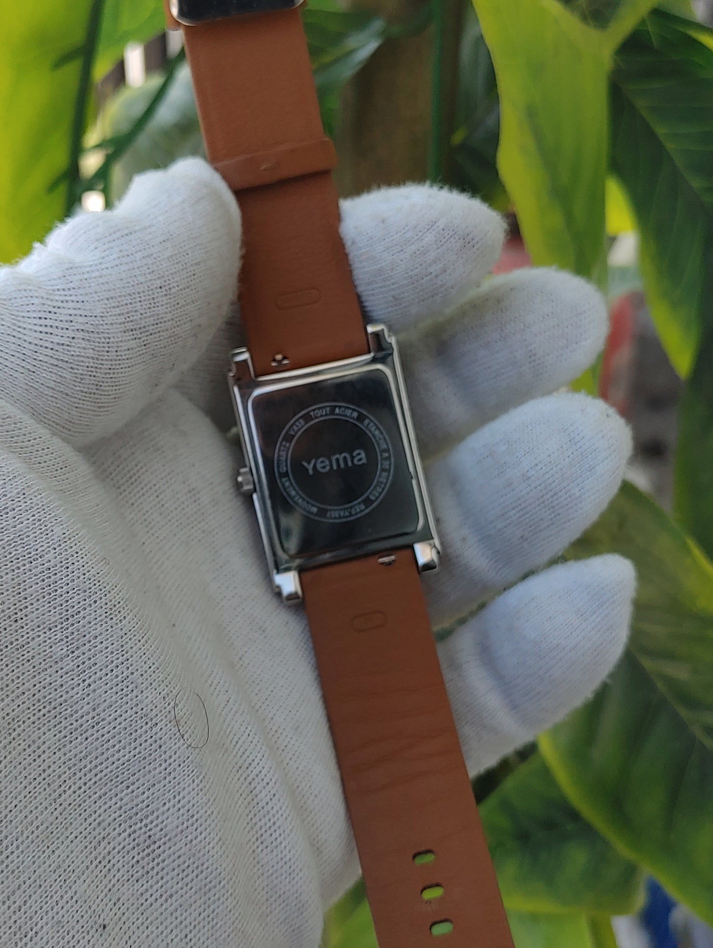 Yema YA-357 Tank Shape Leather Strap Watch