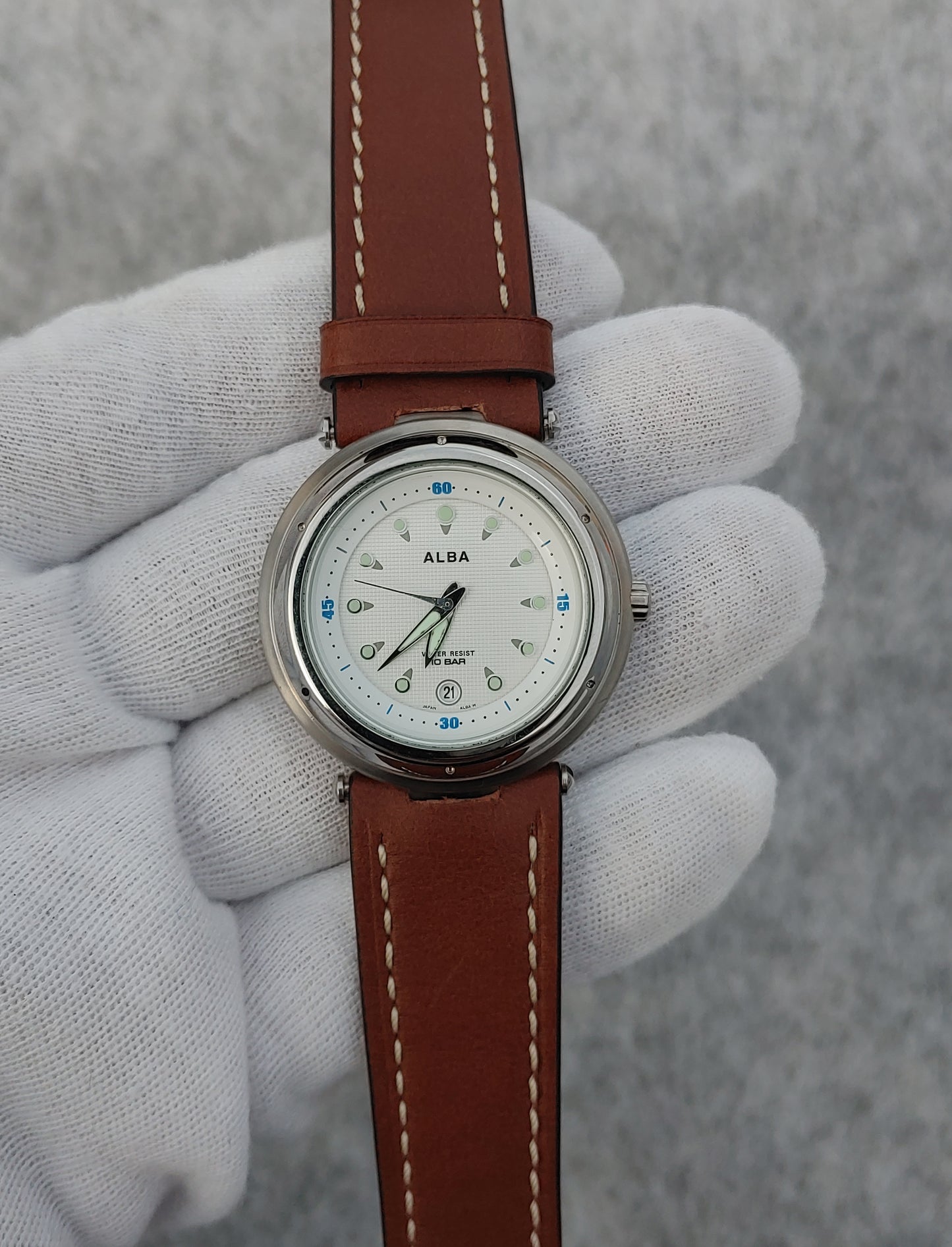 Alba Brown Leather Strap Men's Dress Watch