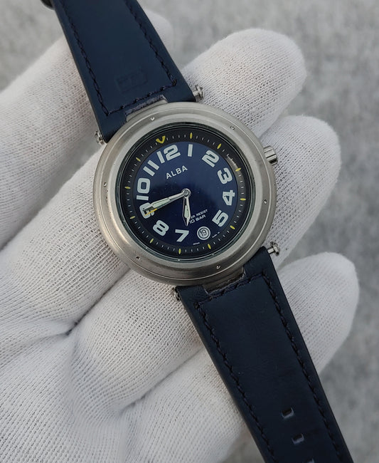 Alba 10 Bar Vj32-x027 Men's Leather Strap Watch