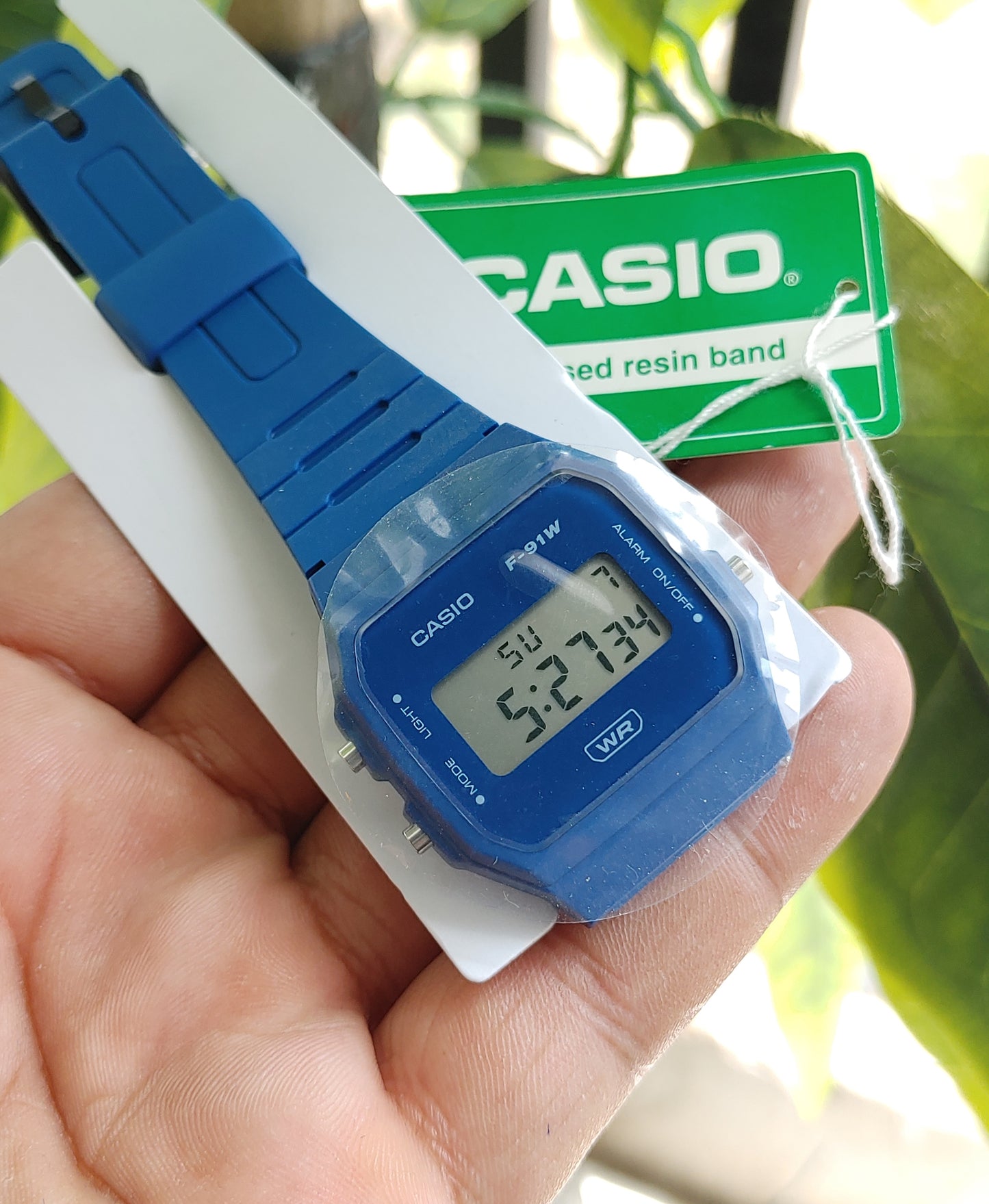 Casio F-91WB-2A1 Unisex Blue Digital Watch – Eco-Friendly Biomass Band, Retro Design