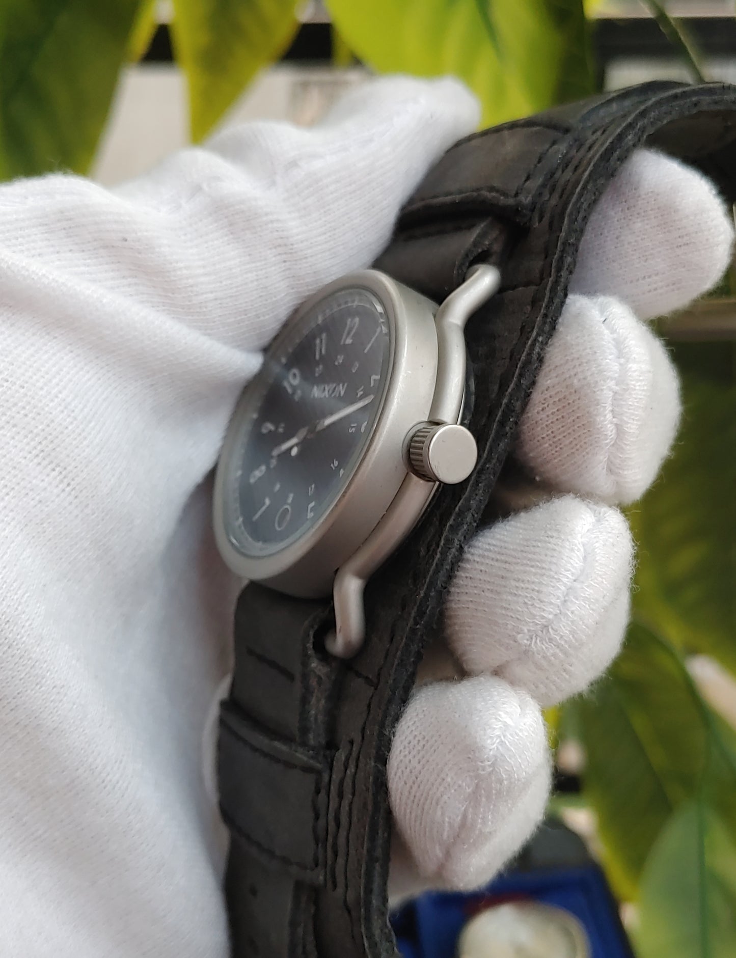 Nixon The Axe Men's Watch – Black Dial, Leather Strap, 44mm (Ref. A322000-00) | Bold, Rugged Style