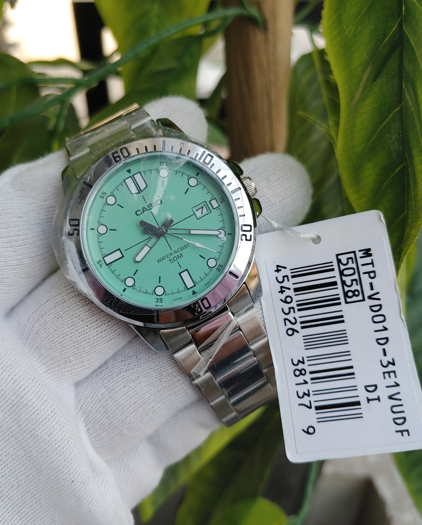 Casio MTP-VD01D-3E1V Men's Classic Stainless Steel Analog Watch – Sea Green Dial