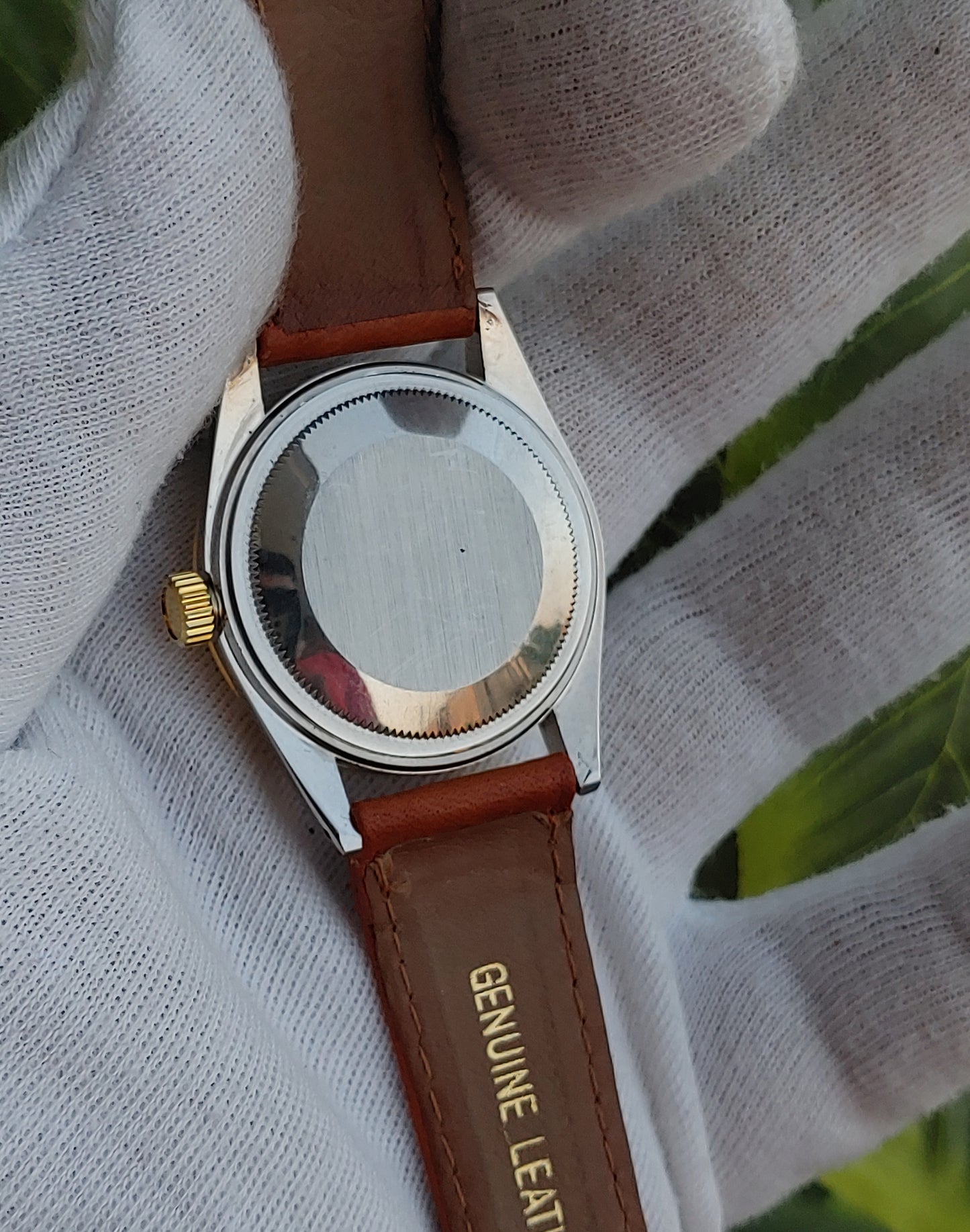 Swanson Vintage Day Date Leather Strap Men's Watch