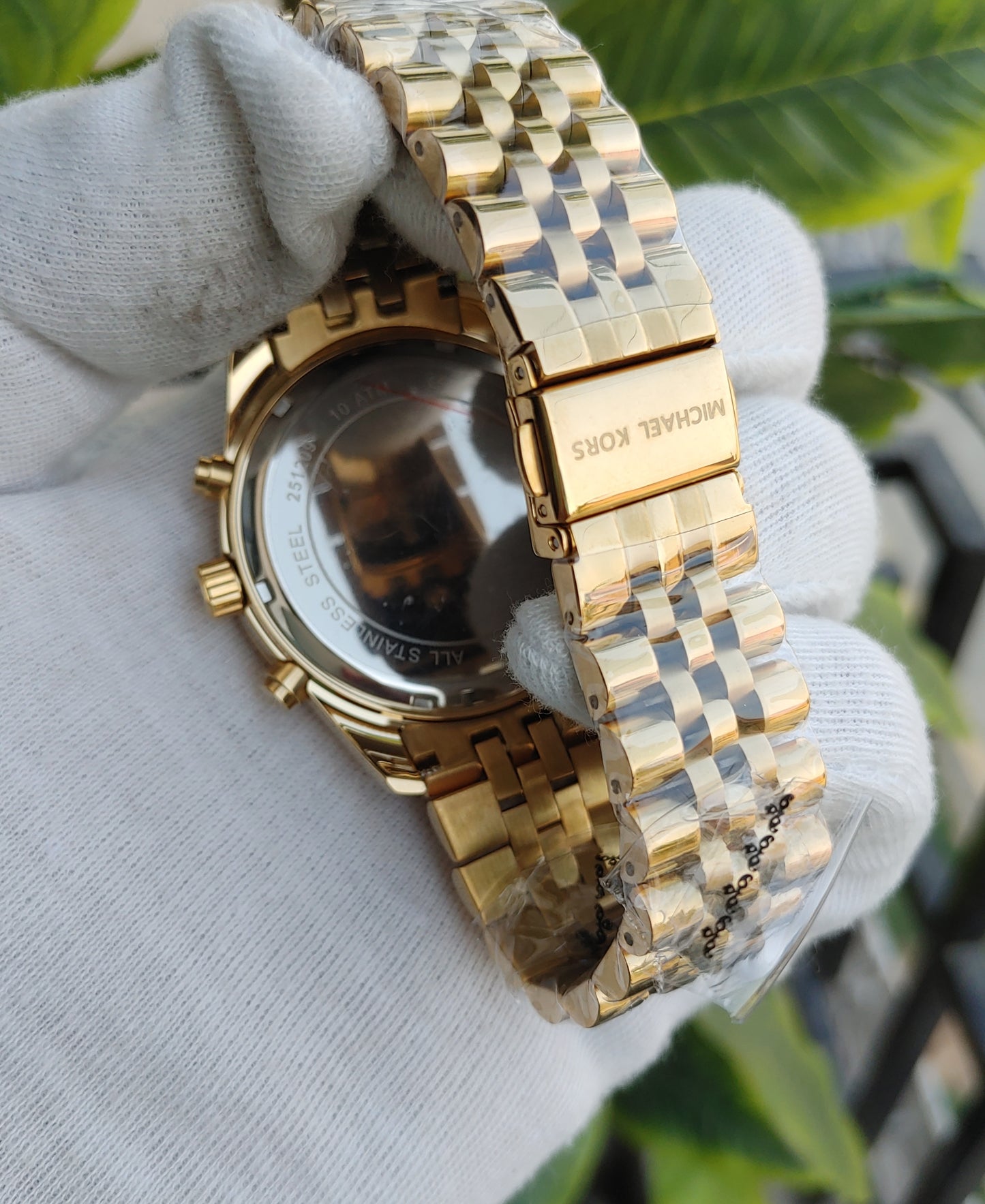 Michael Kors MK8446 Men's Lexington Chronograph Watch – Gold-Tone Stainless Steel with Green Dial, 44mm