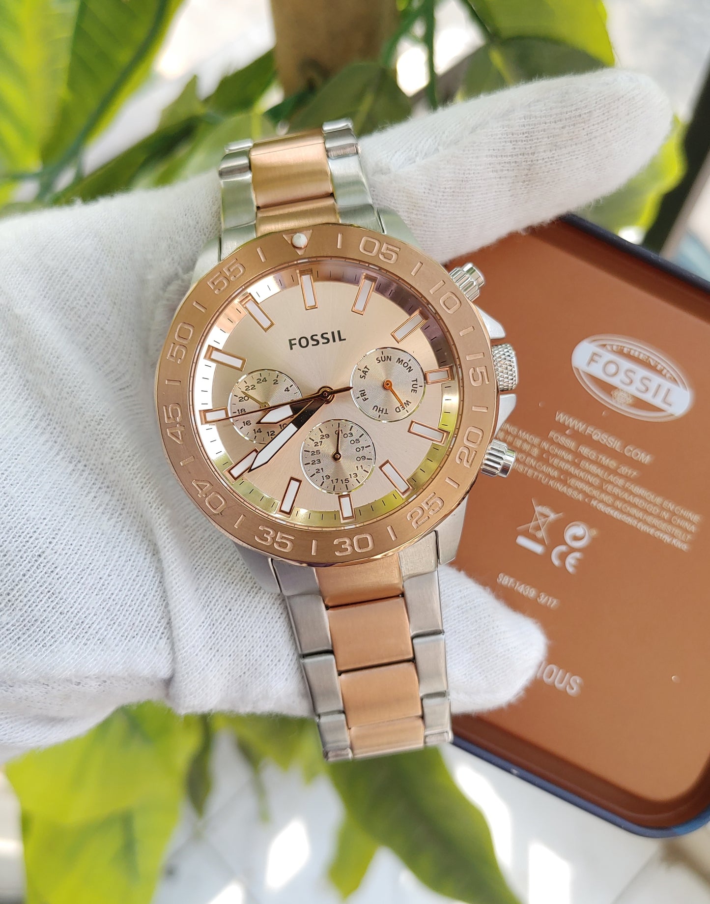 Fossil BQ2586 Bannon Men’s Multifunction Two-Tone Stainless Steel Watch – Rose Gold & Silver