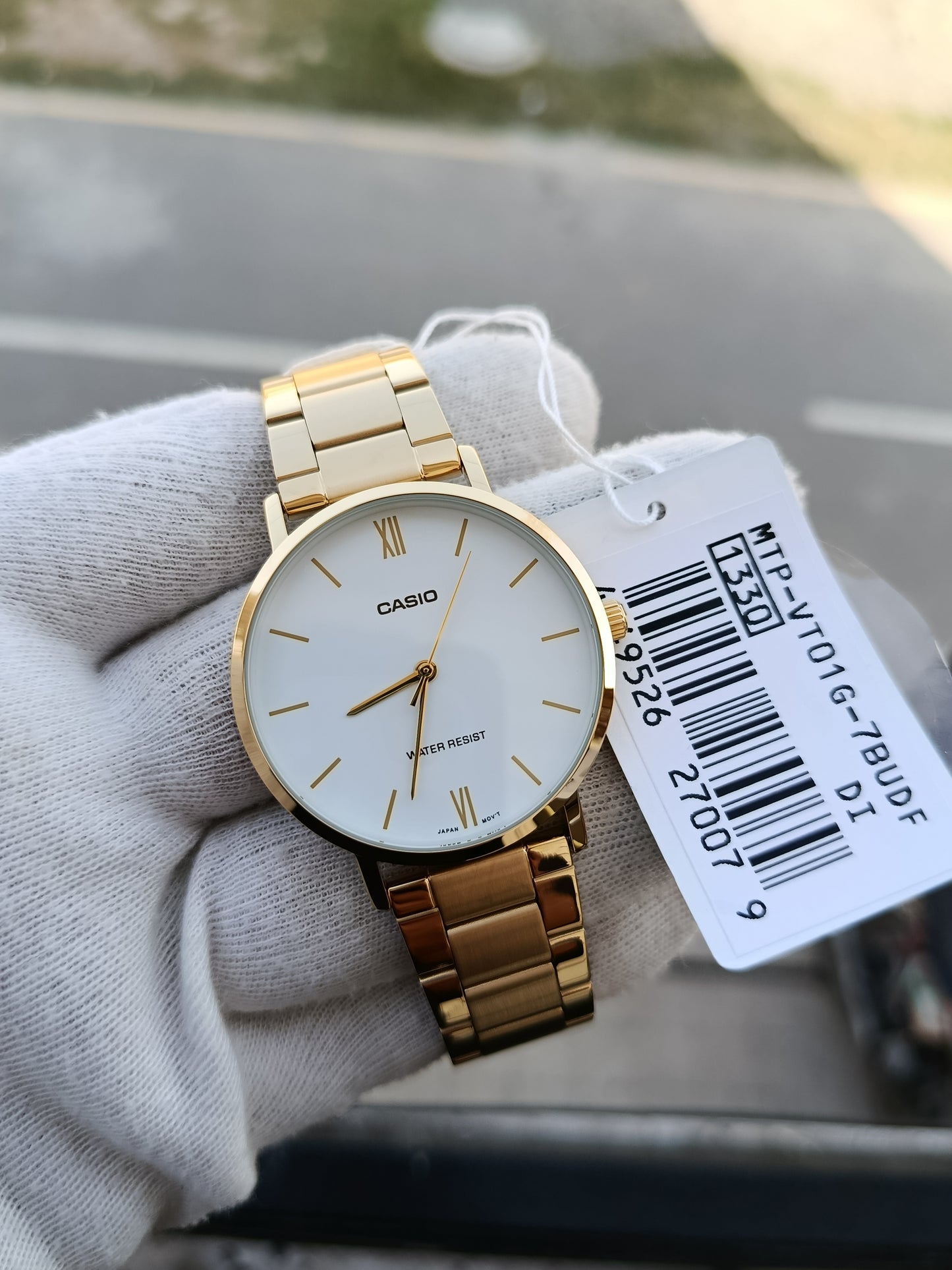 Casio MTP-VT01G-7BUDF Men's Analog Watch – Gold Stainless Steel Strap, Minimalist White Dial