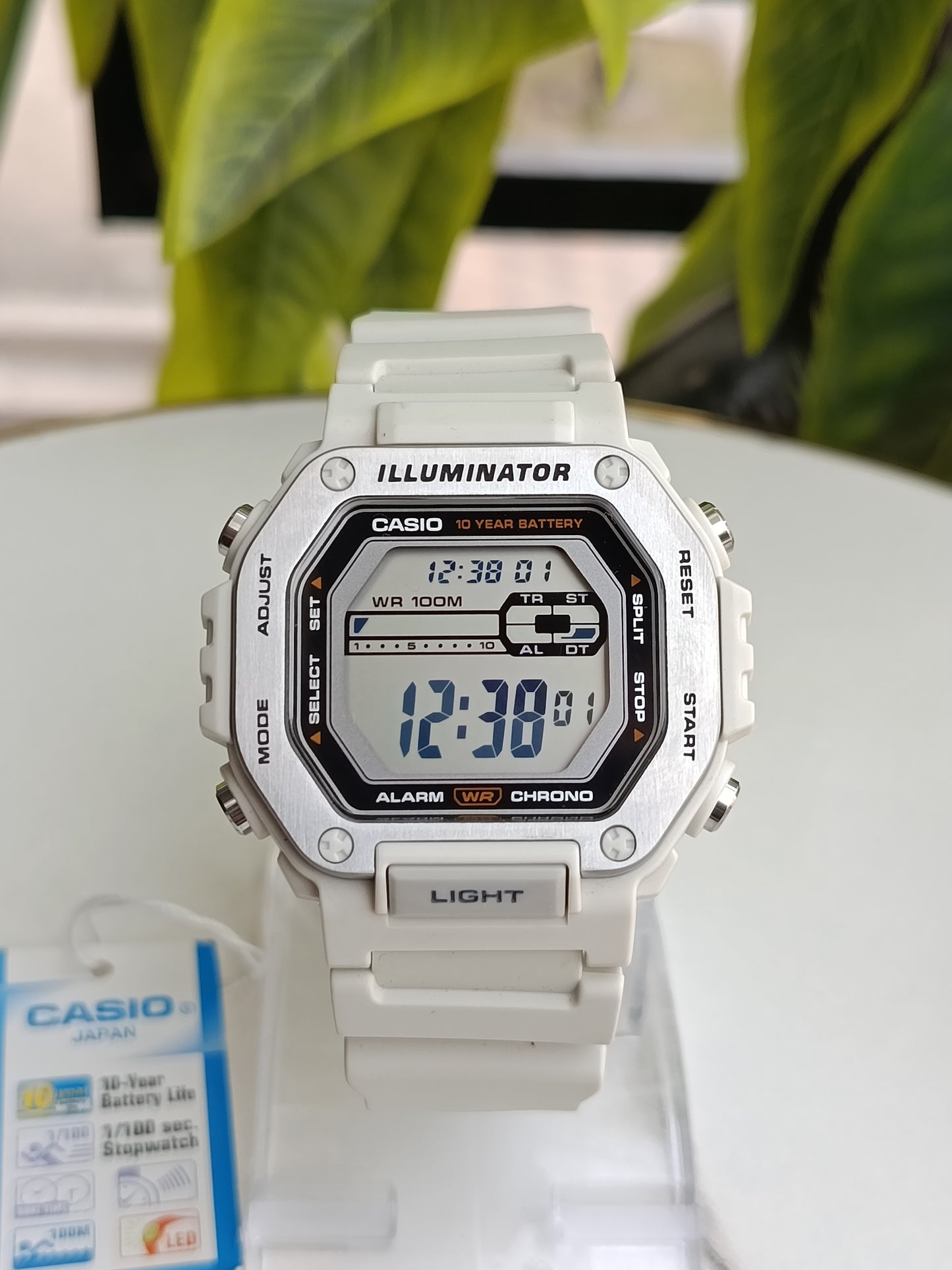 CASIO Illuminator Digital Watch | 10-Year Battery | WR 100M | White Sports Edition