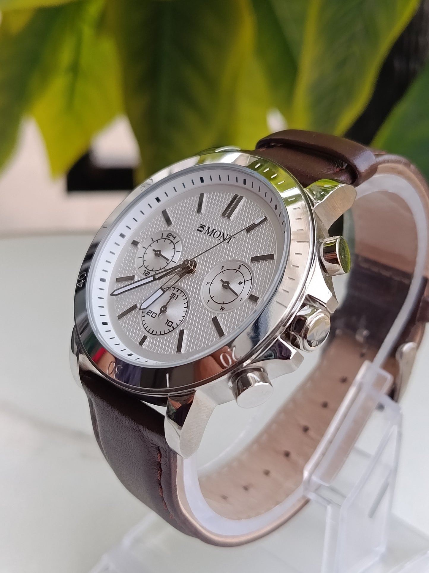 Di Mont Made in France Multifunction Leather Strap Men's Watch