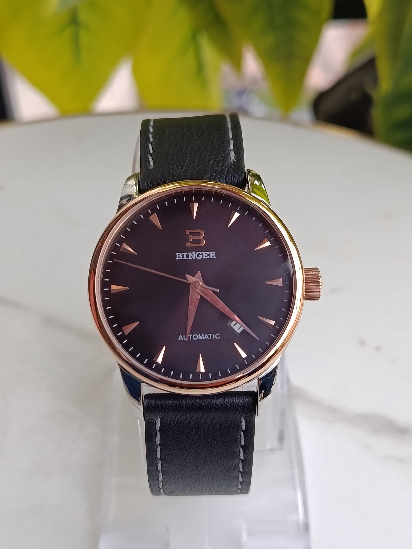 Binger Rose Gold Tone 40mm Case Diameter Wrist Watch For Men