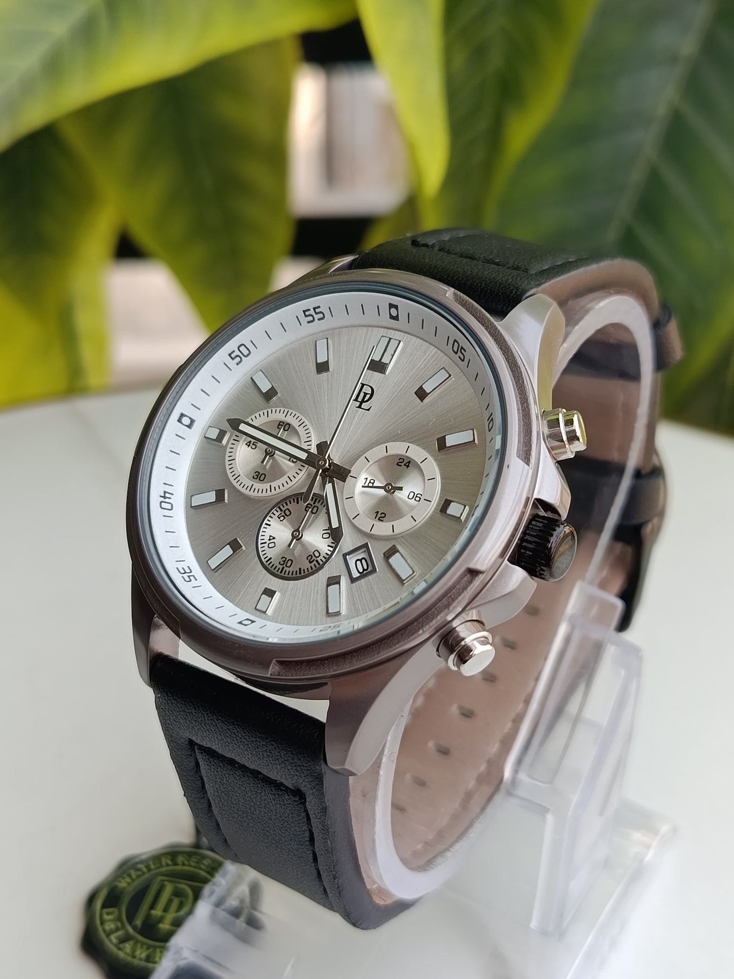 De Lawrence Black Leather Strap Men's Watch