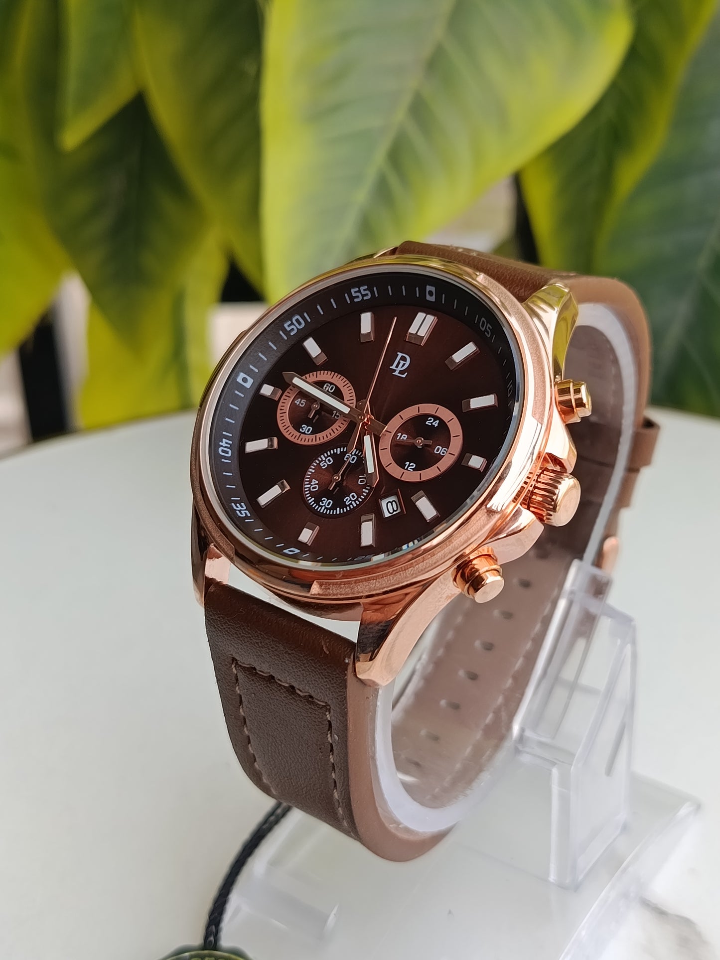 De Lawrence Brown Dial Leather Strap Men's Watch