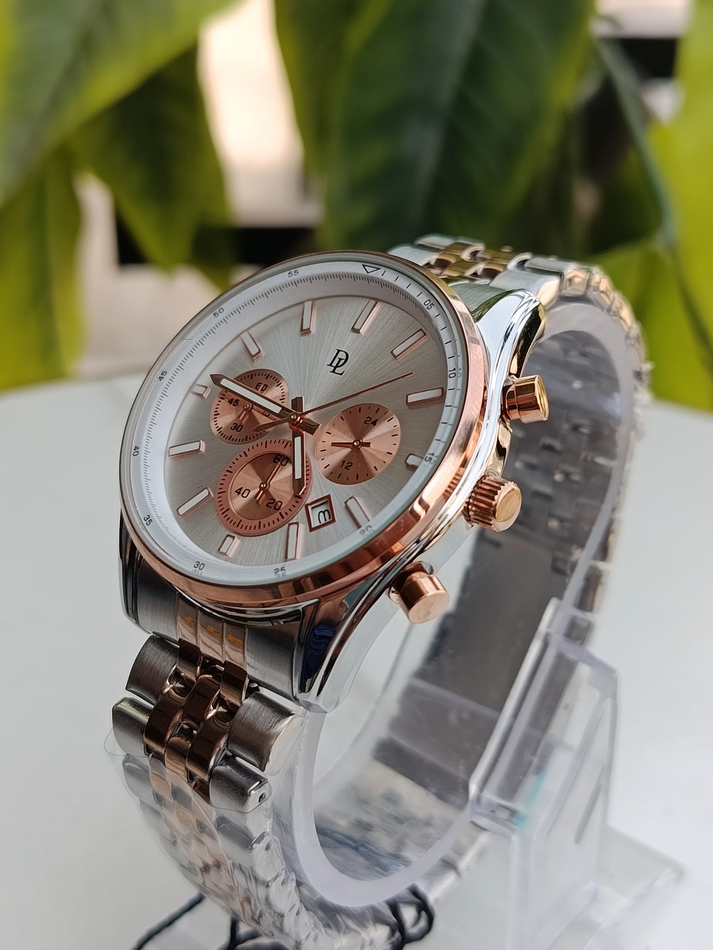 De Lawrence Rose Gold Tone White Dial Chronograph Men's Watch