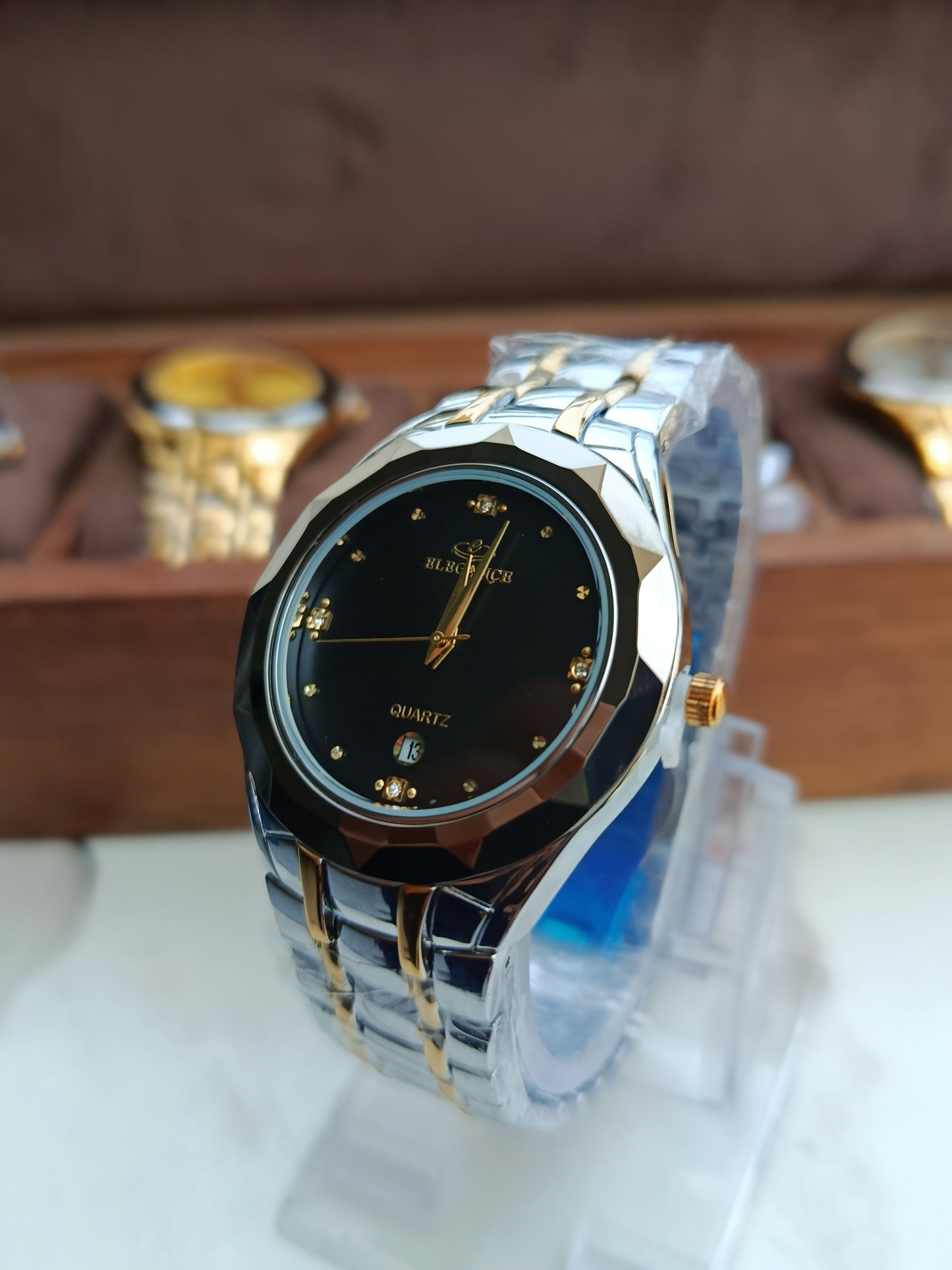 Elegance El-2414-M Double Tone Watch Black Dial