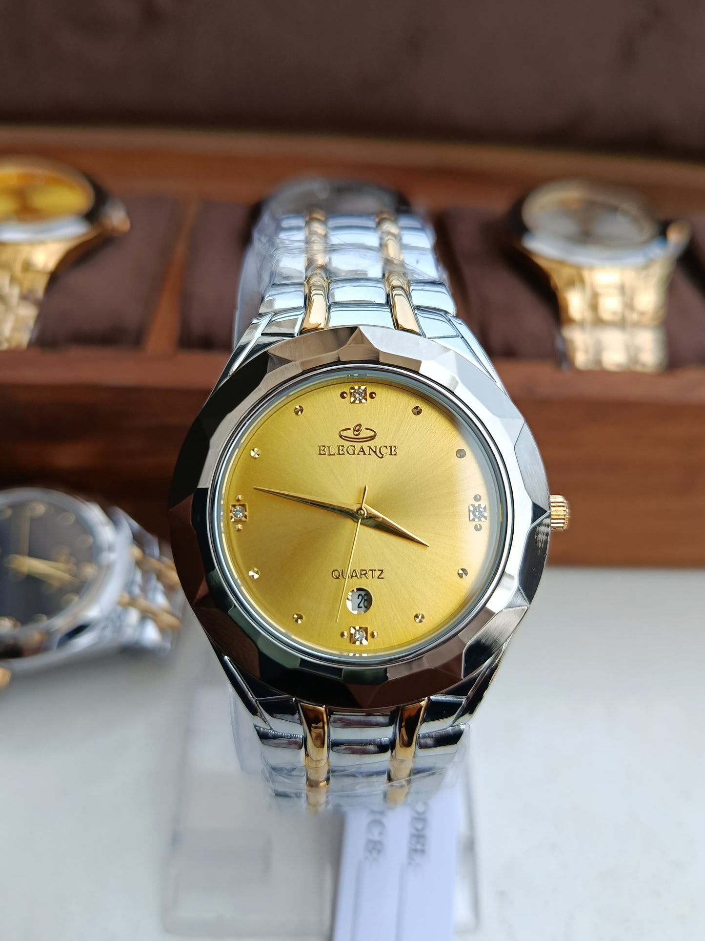 Elegance El-2414-M Double Tone Silver Watch Yellow Gold Dial