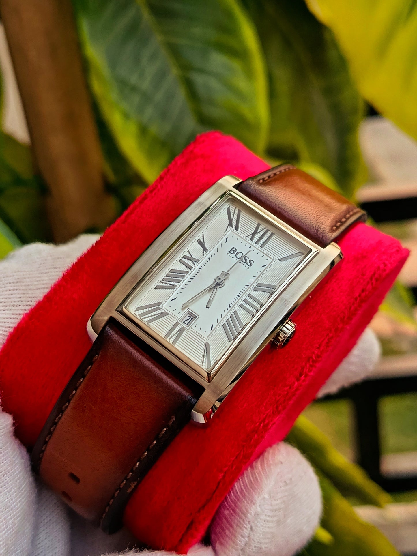 Hugo Boss Roman Number Dial Men's Watch Brown leather Strap