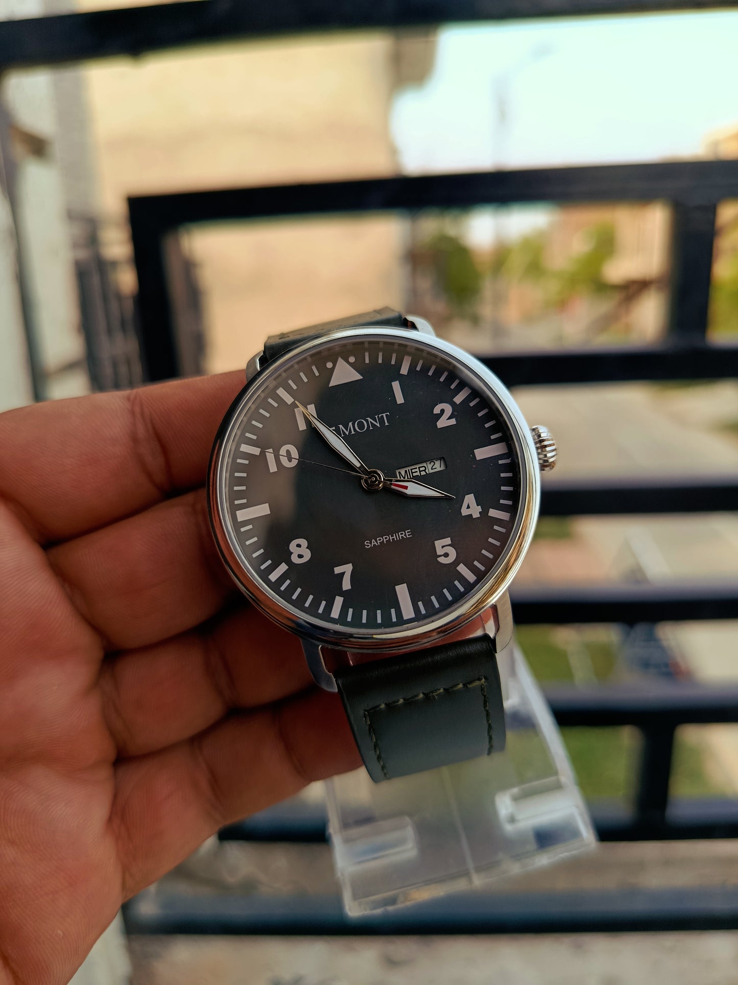 Di Mont Men's Leather Olive Strap Watch