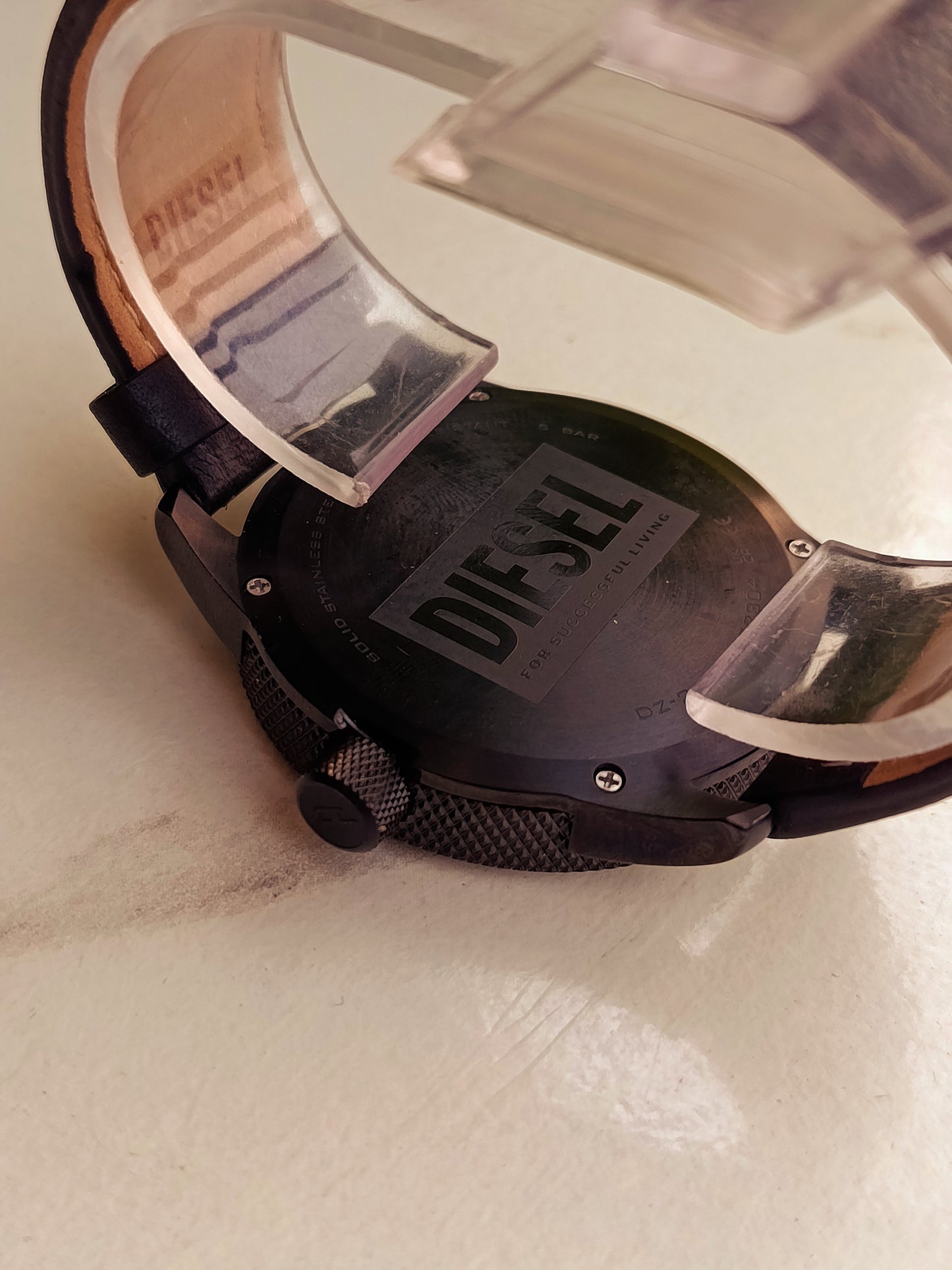 Diesel DZ2180 Men's Analog Black Dial Leather Strap Watch