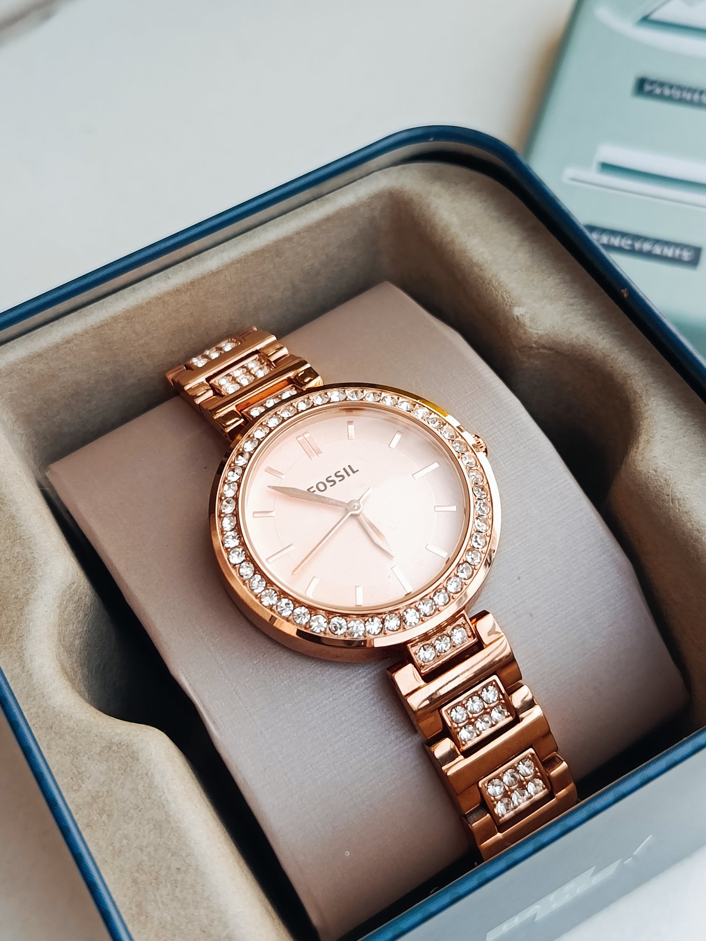 Fossil Karli BQ3181 Women's Rosegold Stainless Steel Watch – Elegant Analog Timepiece