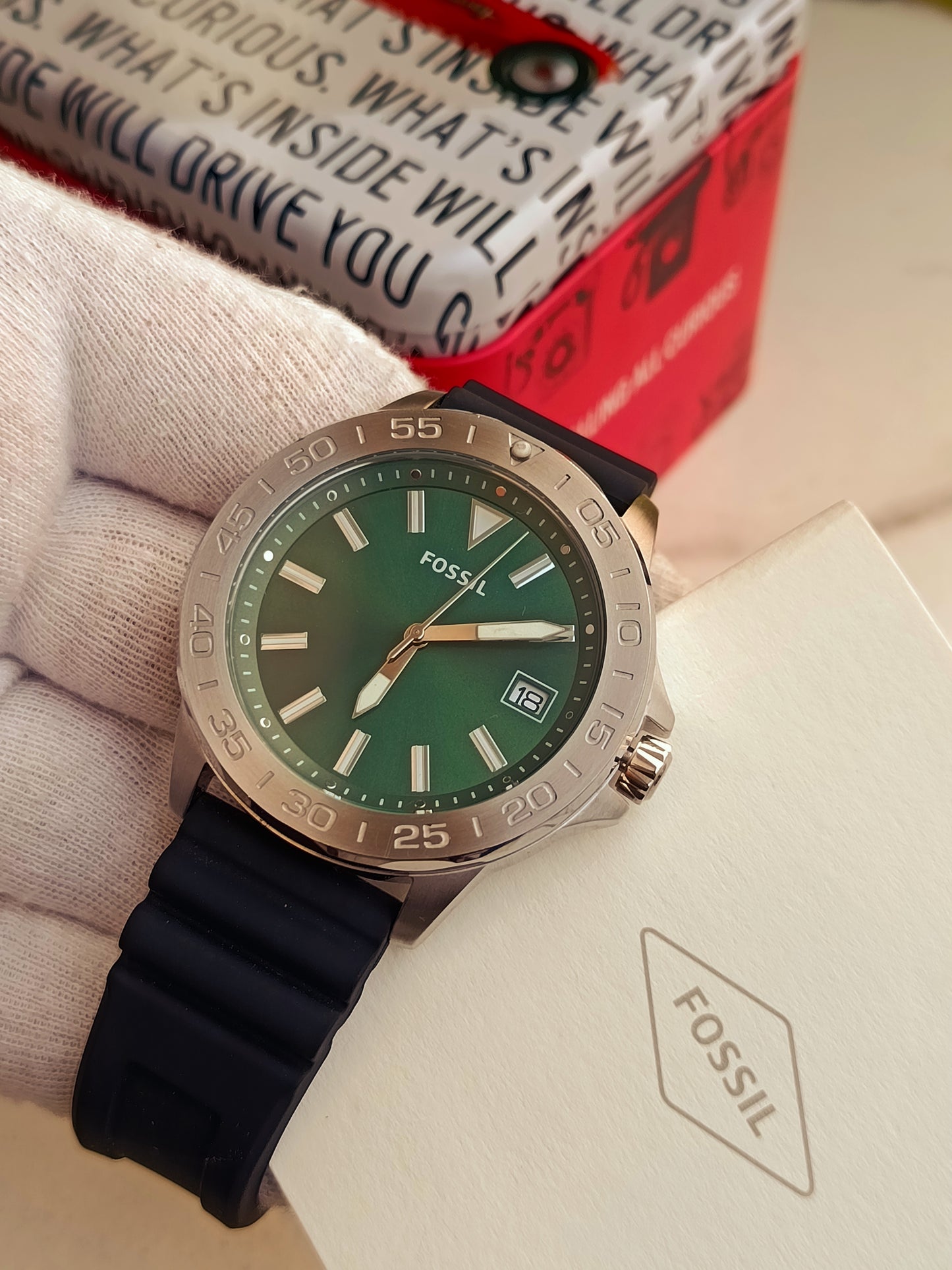Fossil BQ2783 Men's Green Dial Stainless Steel Watch – Classic Analog Casual Timepiece
