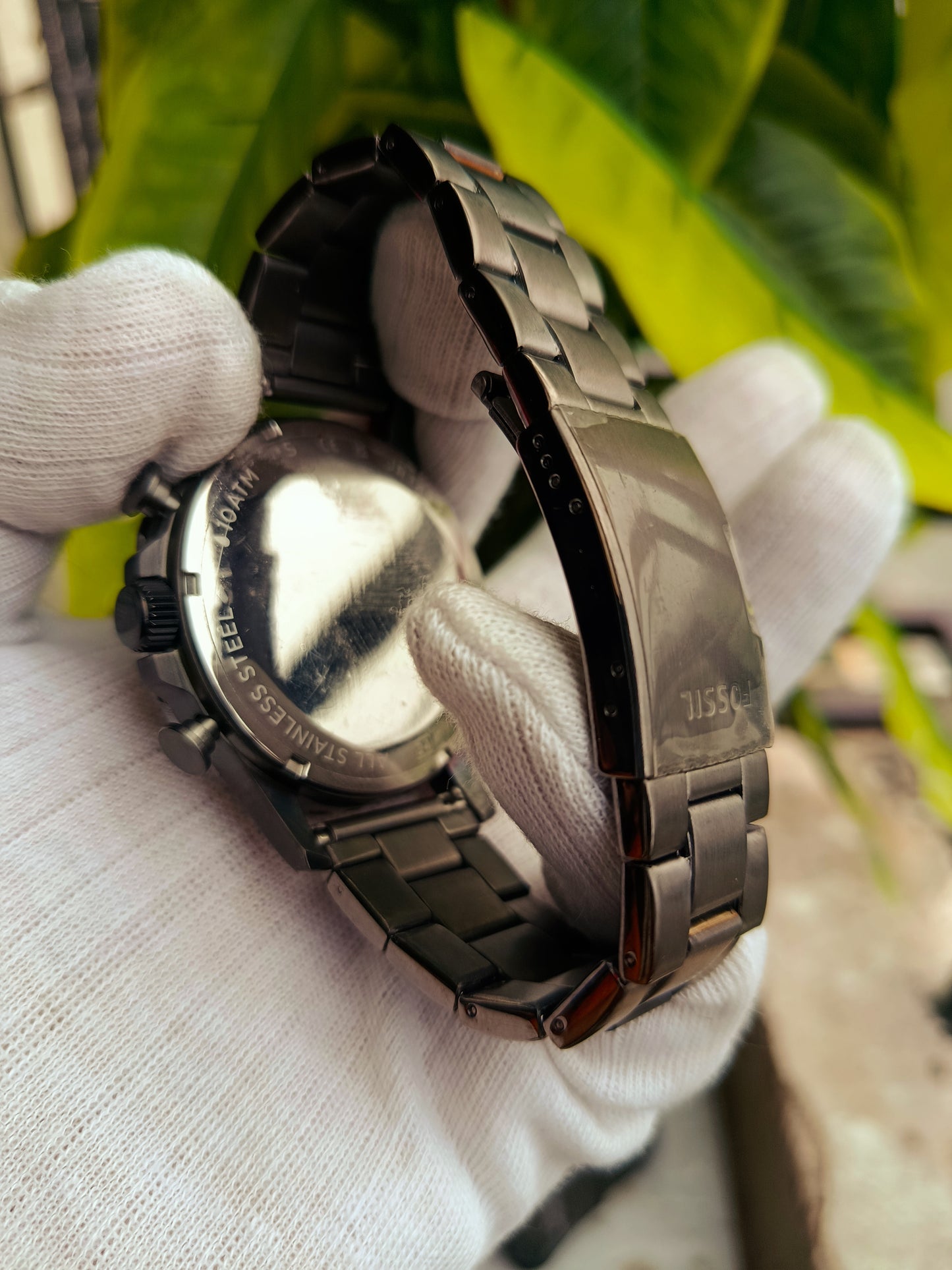 Fossil JR1437 Men's Nate Chronograph Watch - Black Stainless Steel