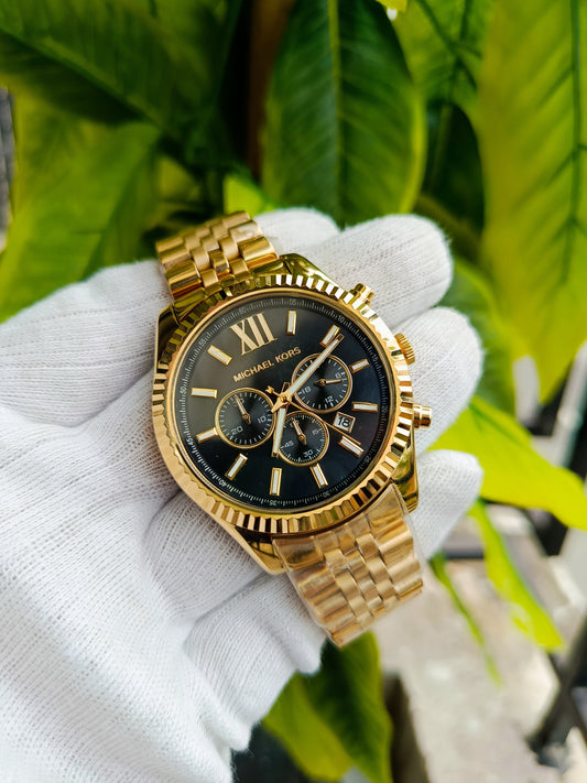 Michael Kors Lexington Chronograph Black Dial Stainless Steel Men's Watch - MK8286