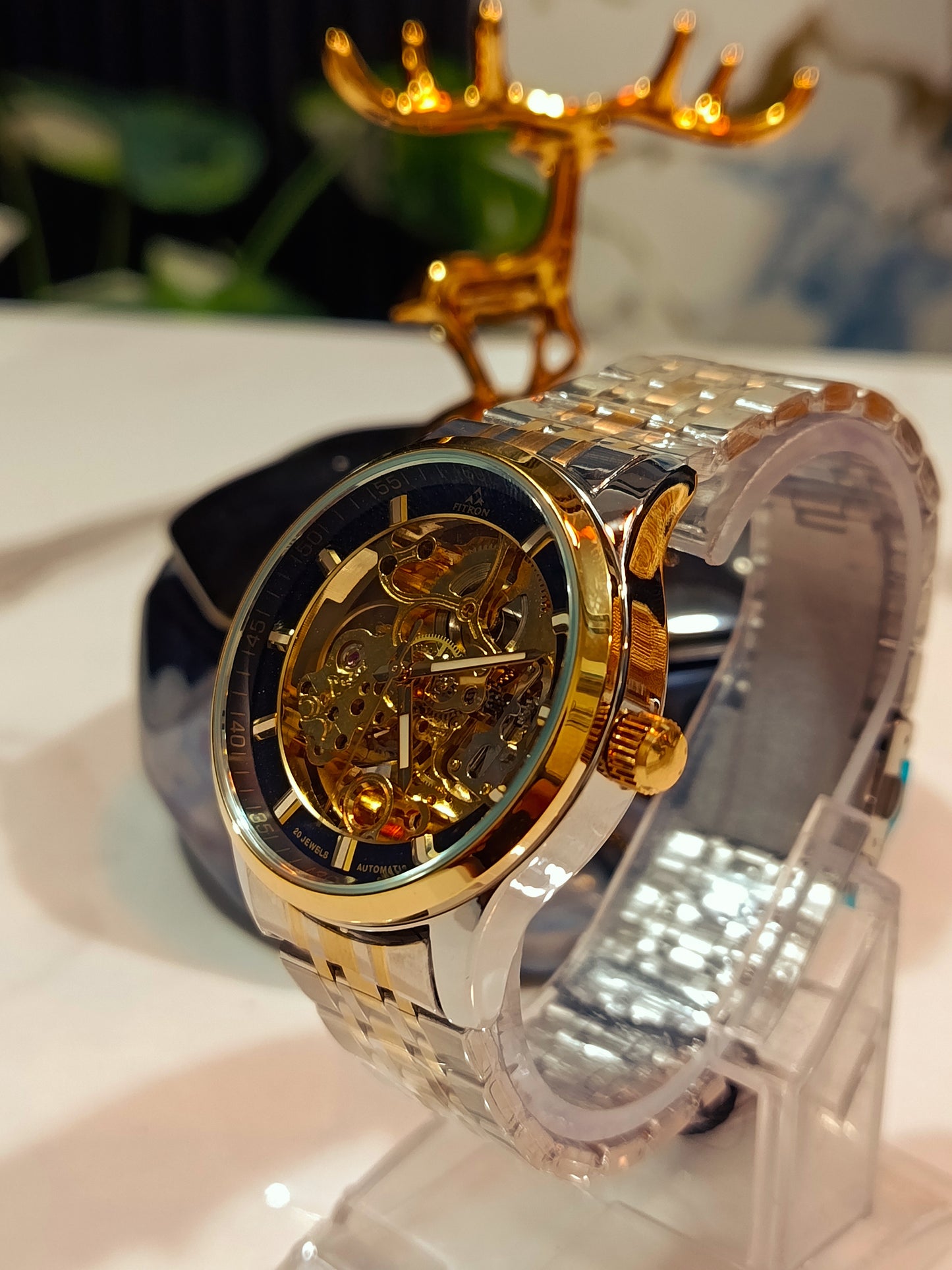 Fitron Double Tone FT8021G Black Roman Dial