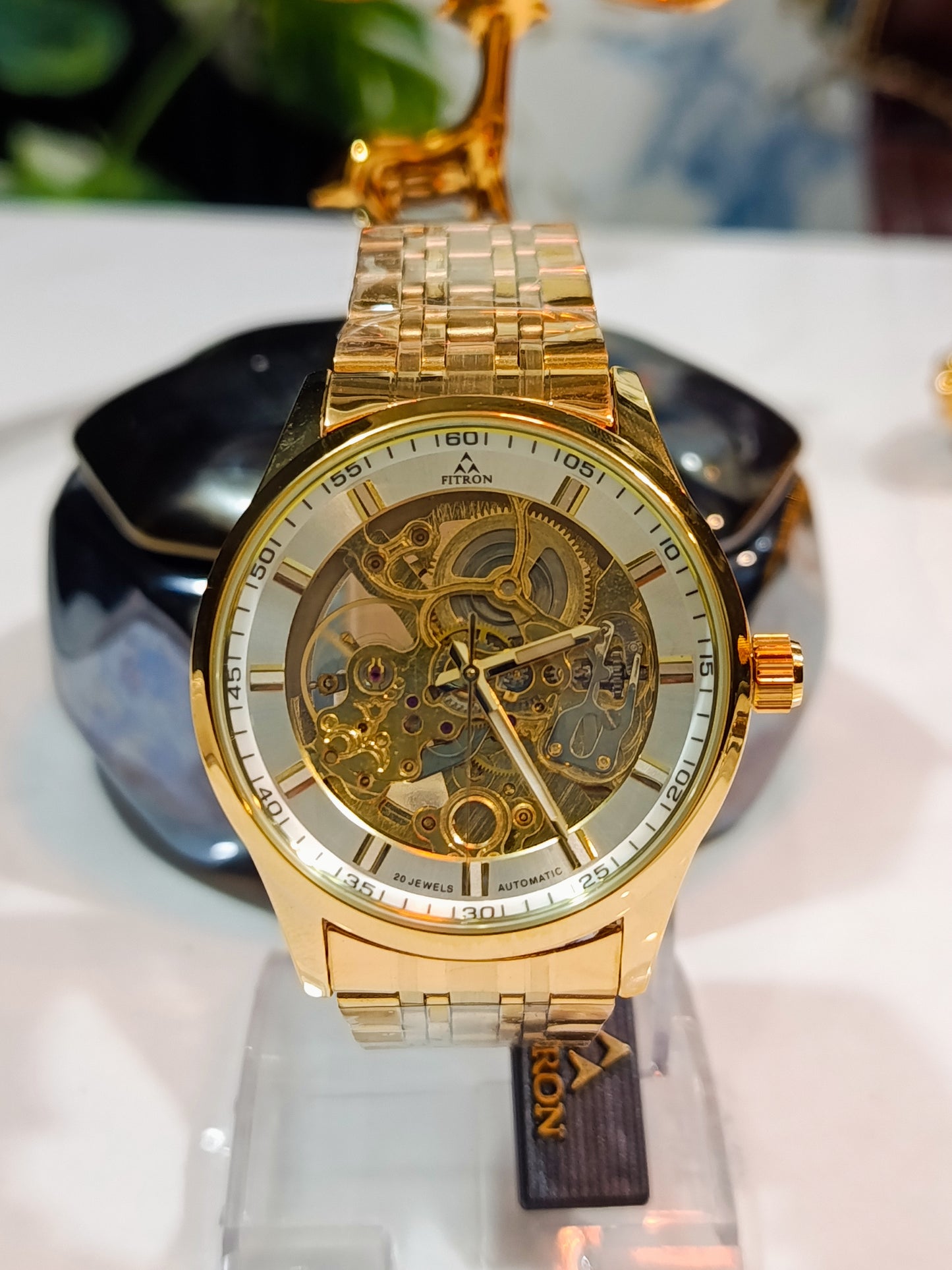 Fitron Men's Automatic Watch Gold Colour Off White Dial