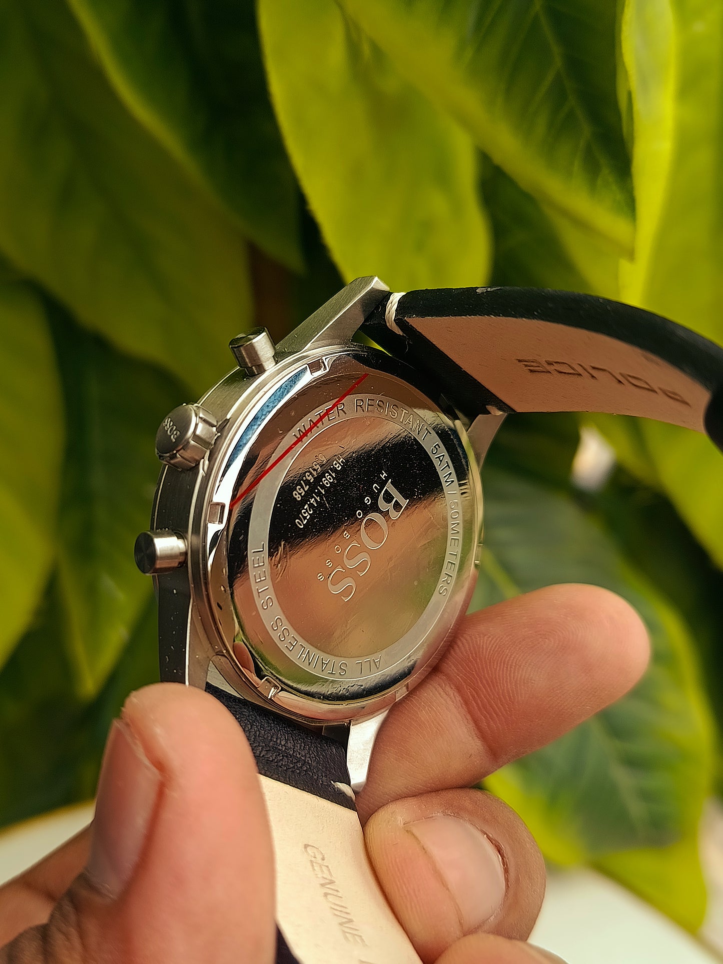 Hugo Boss Black Chrnograph Men's Leather Strap Watch