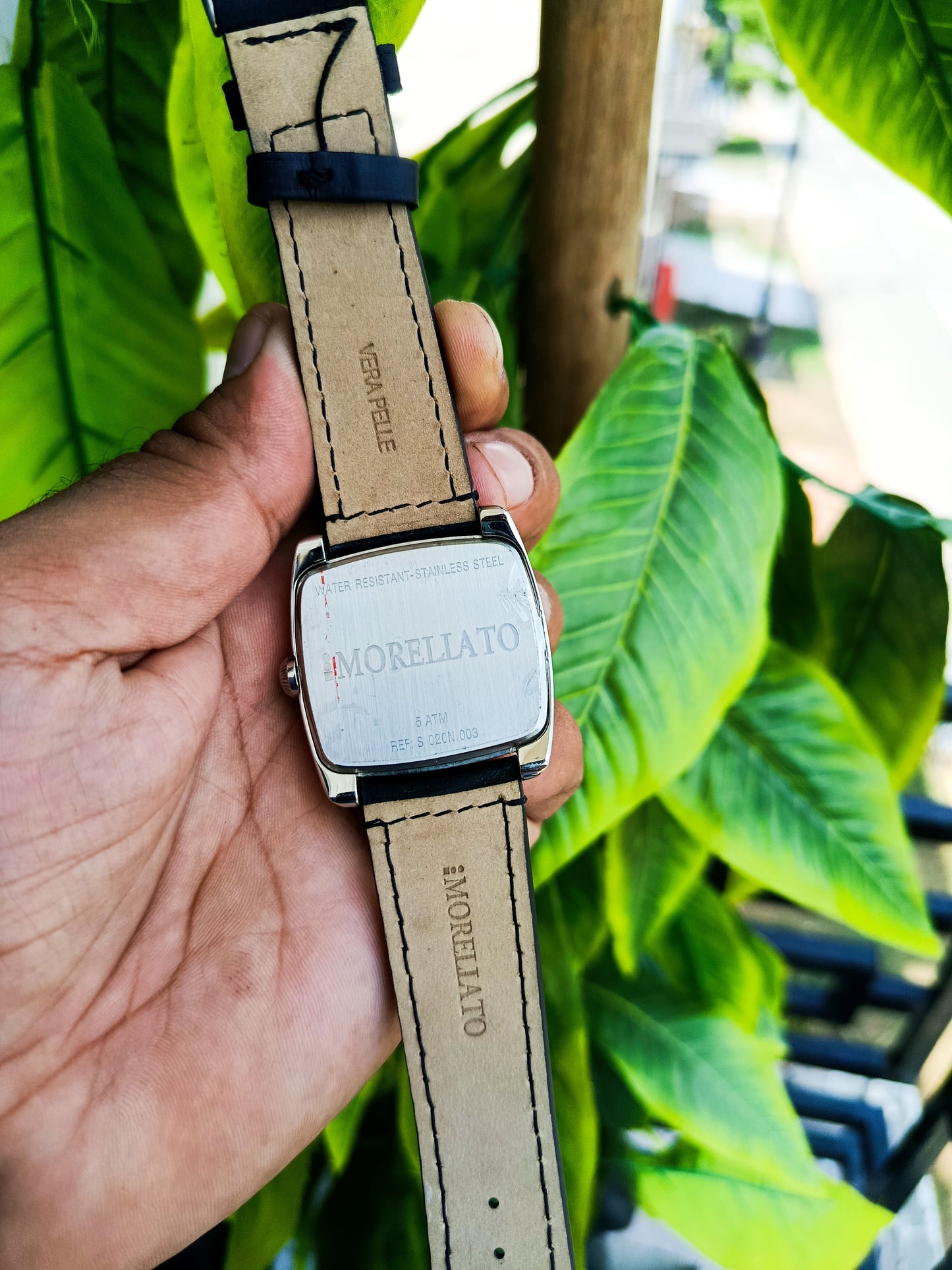 Morlatto Men's Black Leather Strap