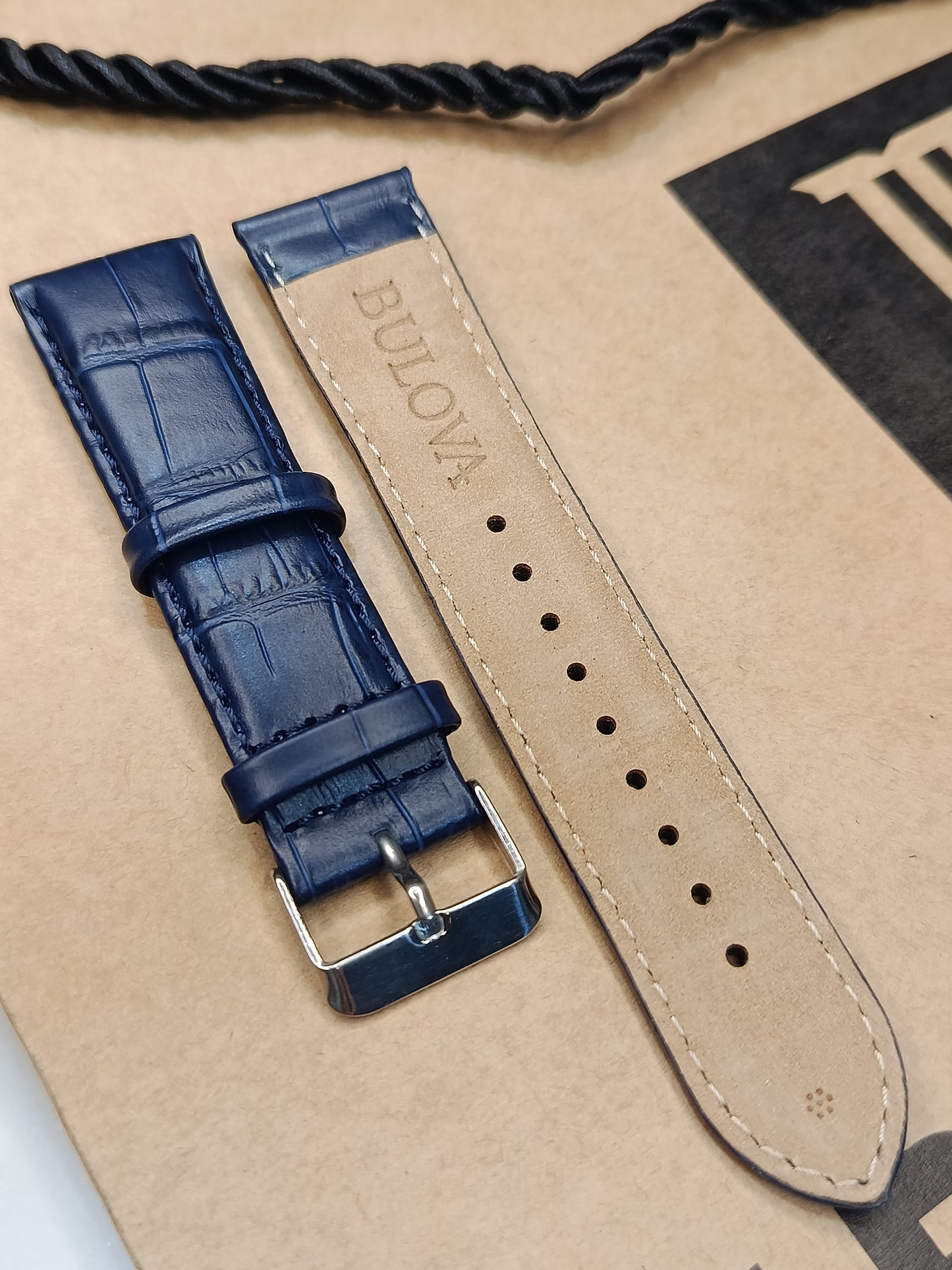 Bulova Genuine Leather 22mm Blue Leather Strap For Men's