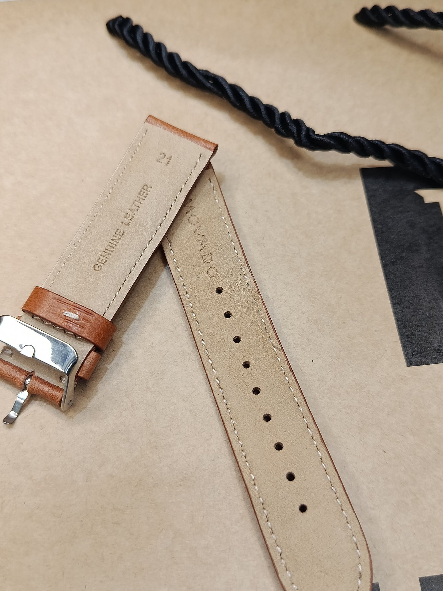 Movado 21mm Brown Leather Strap