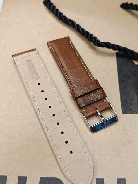 Coach 22mm Brown Stitched Leather strap