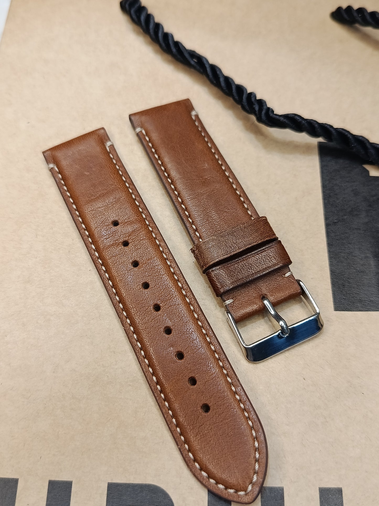Coach 22mm Brown Stitched Leather strap