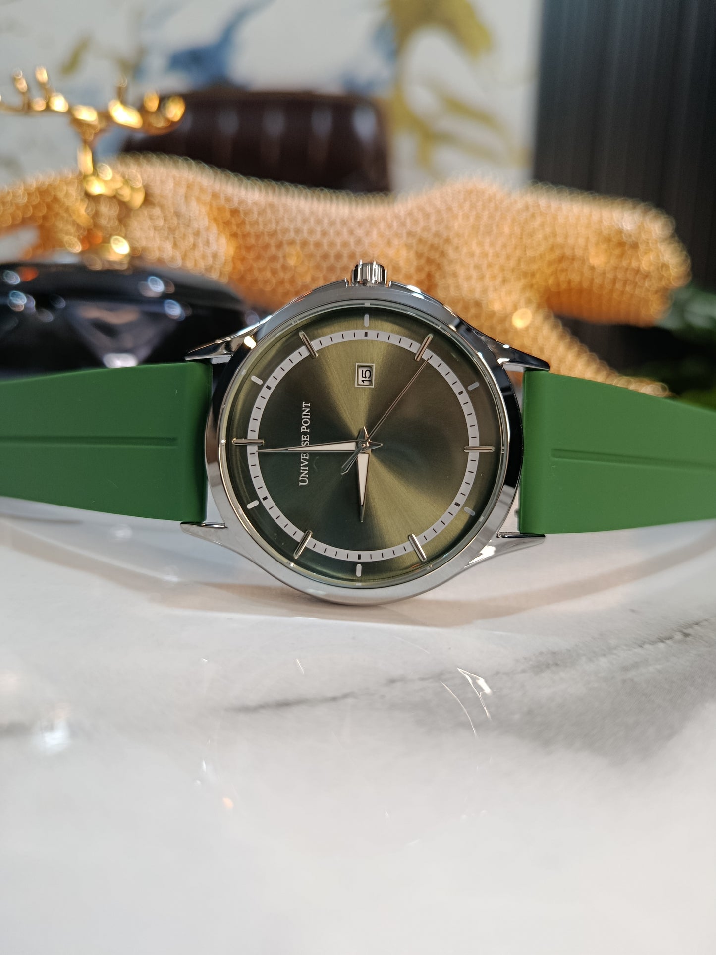 Universe Point Green Dial with green Silicone Strap Watch