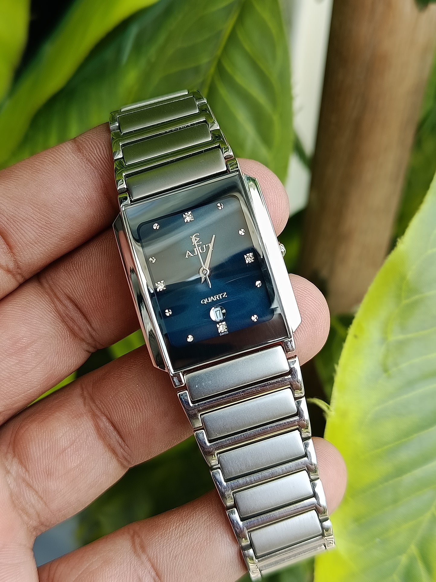 Ajut Sm-25 Square Navy Blue Dial Watch