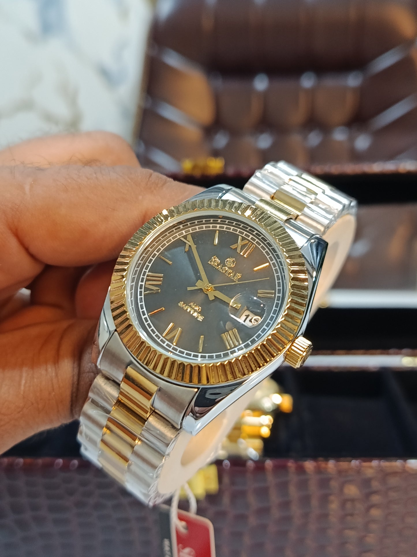 Seastar Double Tone Black Dial Ss1101G men's Watch