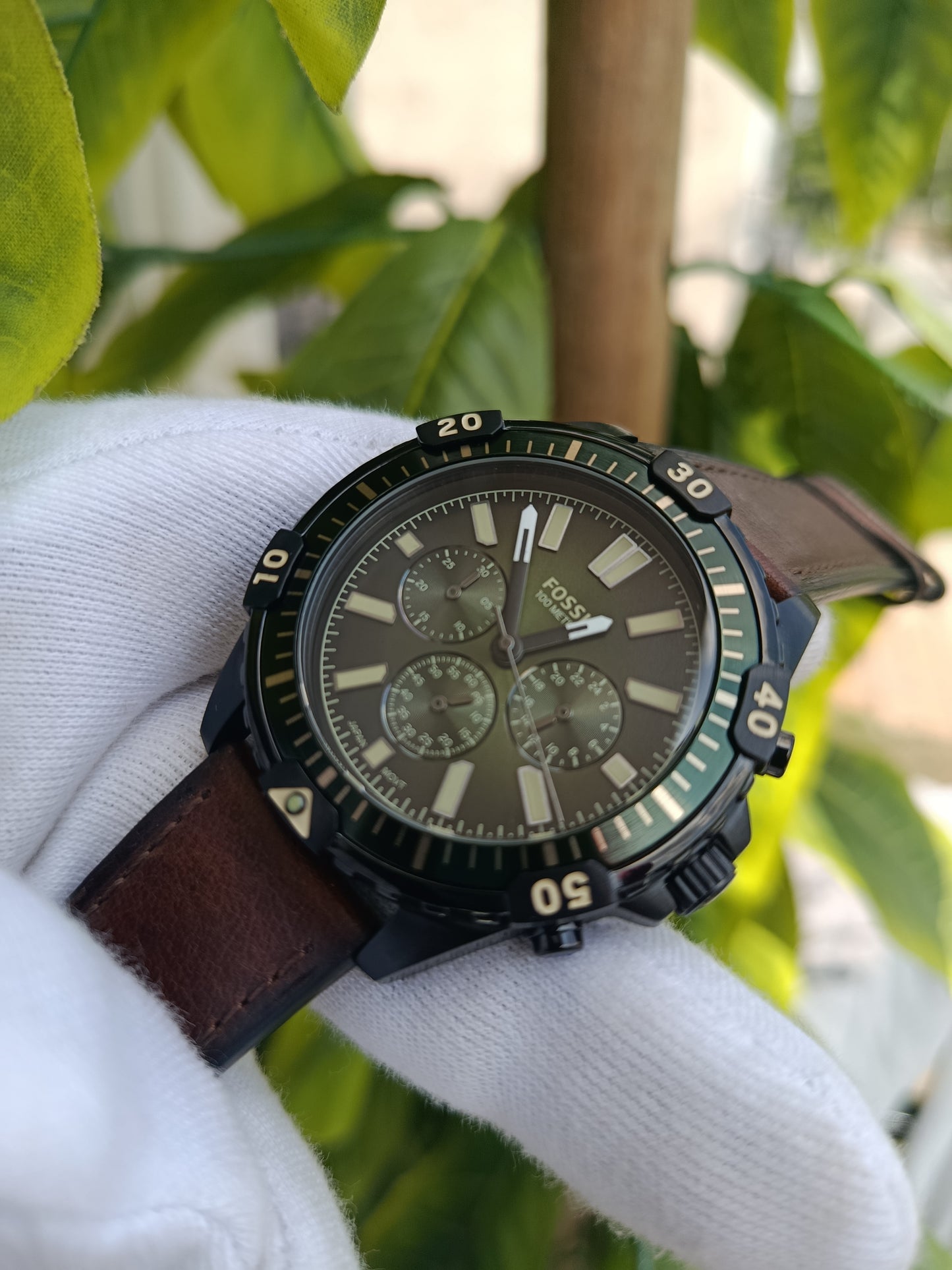 Fossil FS5866 Neutra Chronograph Green Dial Stainless Steel Men's Watch