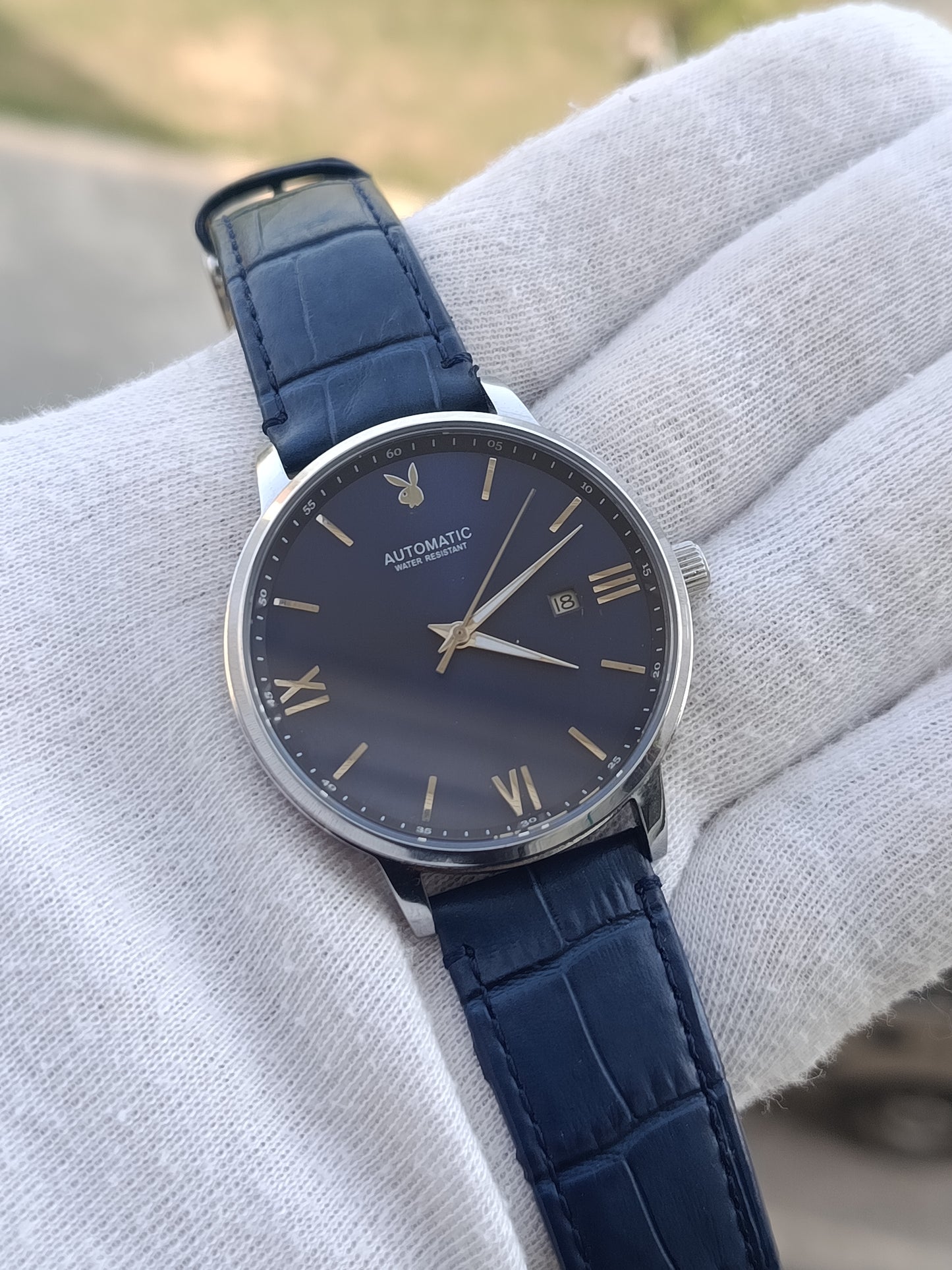 Play Boy Automatic Men's Leather Strap Watch