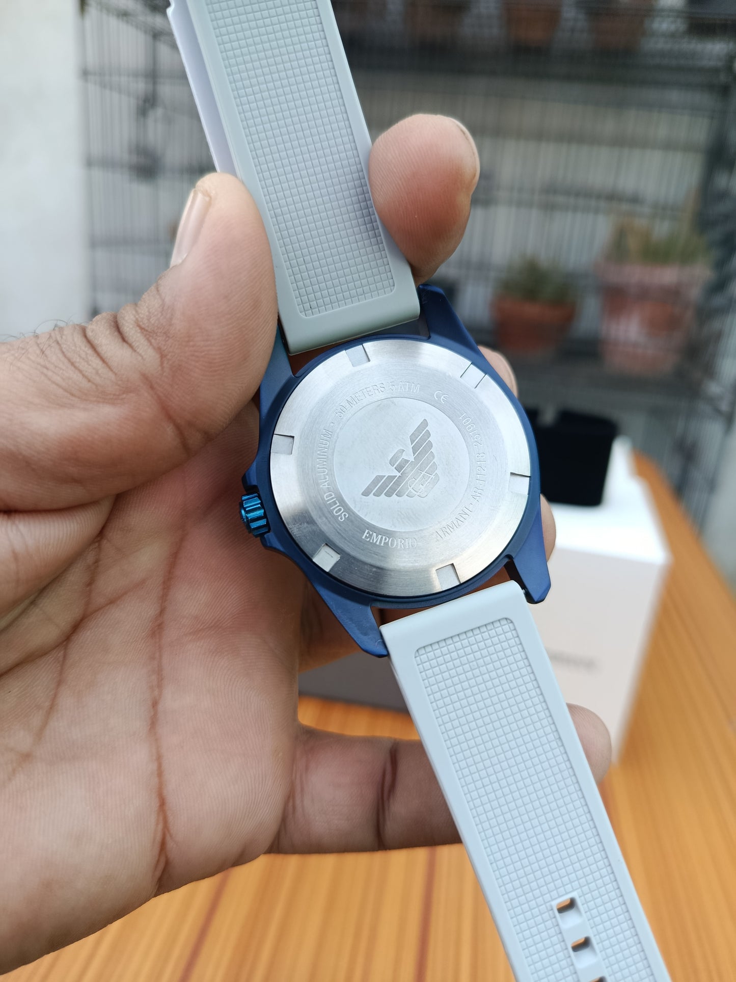 Emporio Armani Sigma Men’s Quartz Orange Dial White Silicone Strap Watch – AR11218