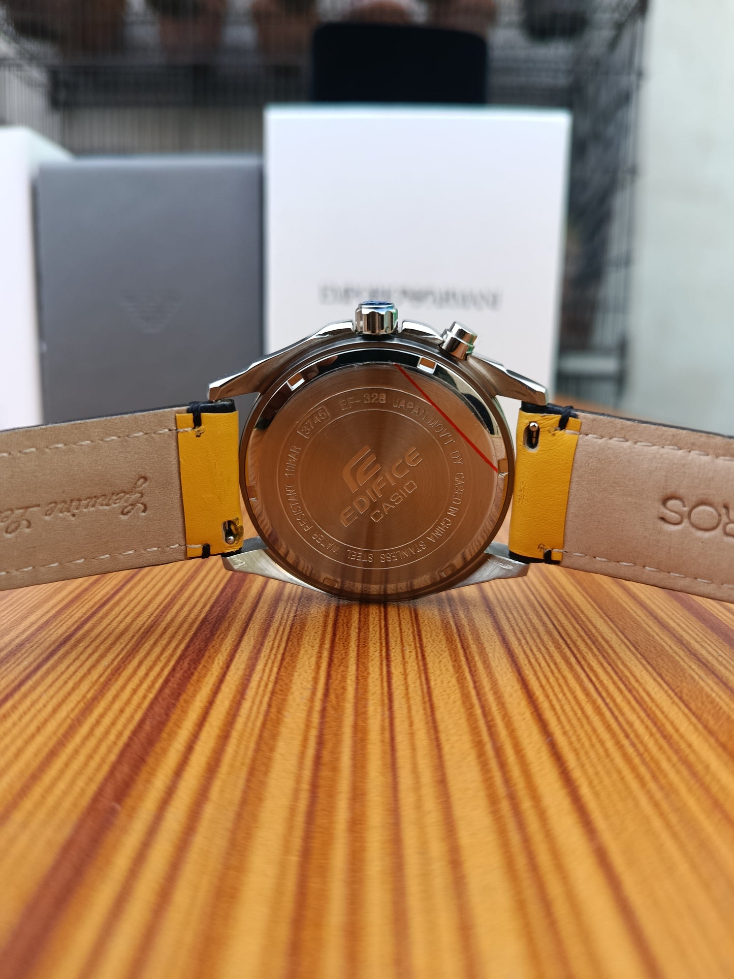 Casio Edifice Yellow Leather Strap Chronograph Men's Watch