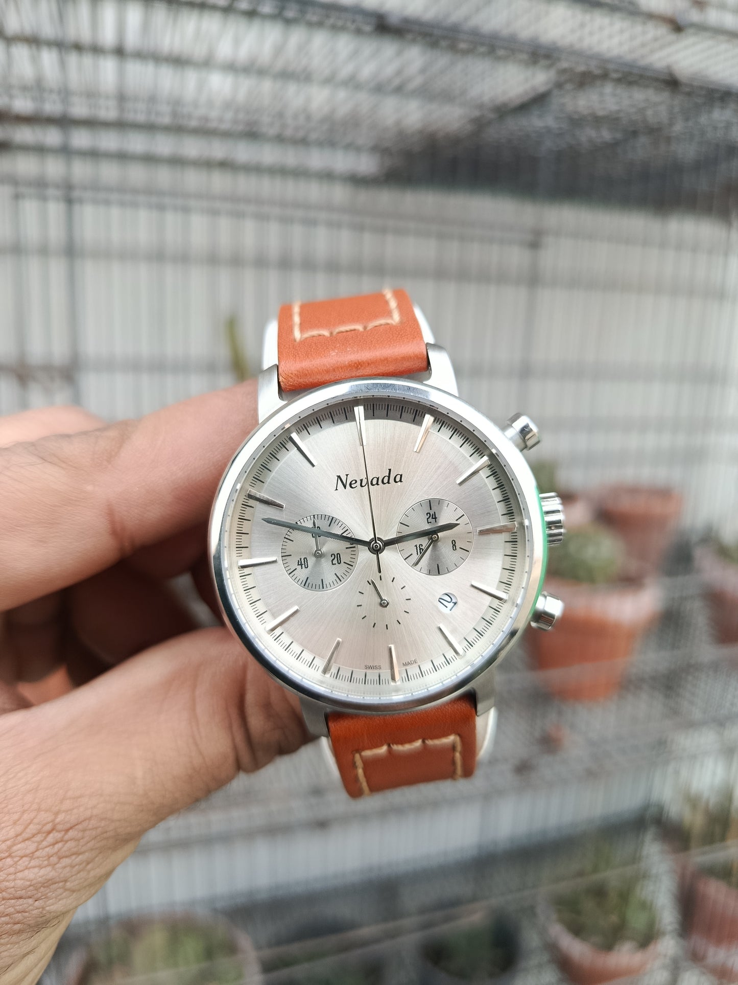 Nevada Swiss Leather Strap Men's Watch