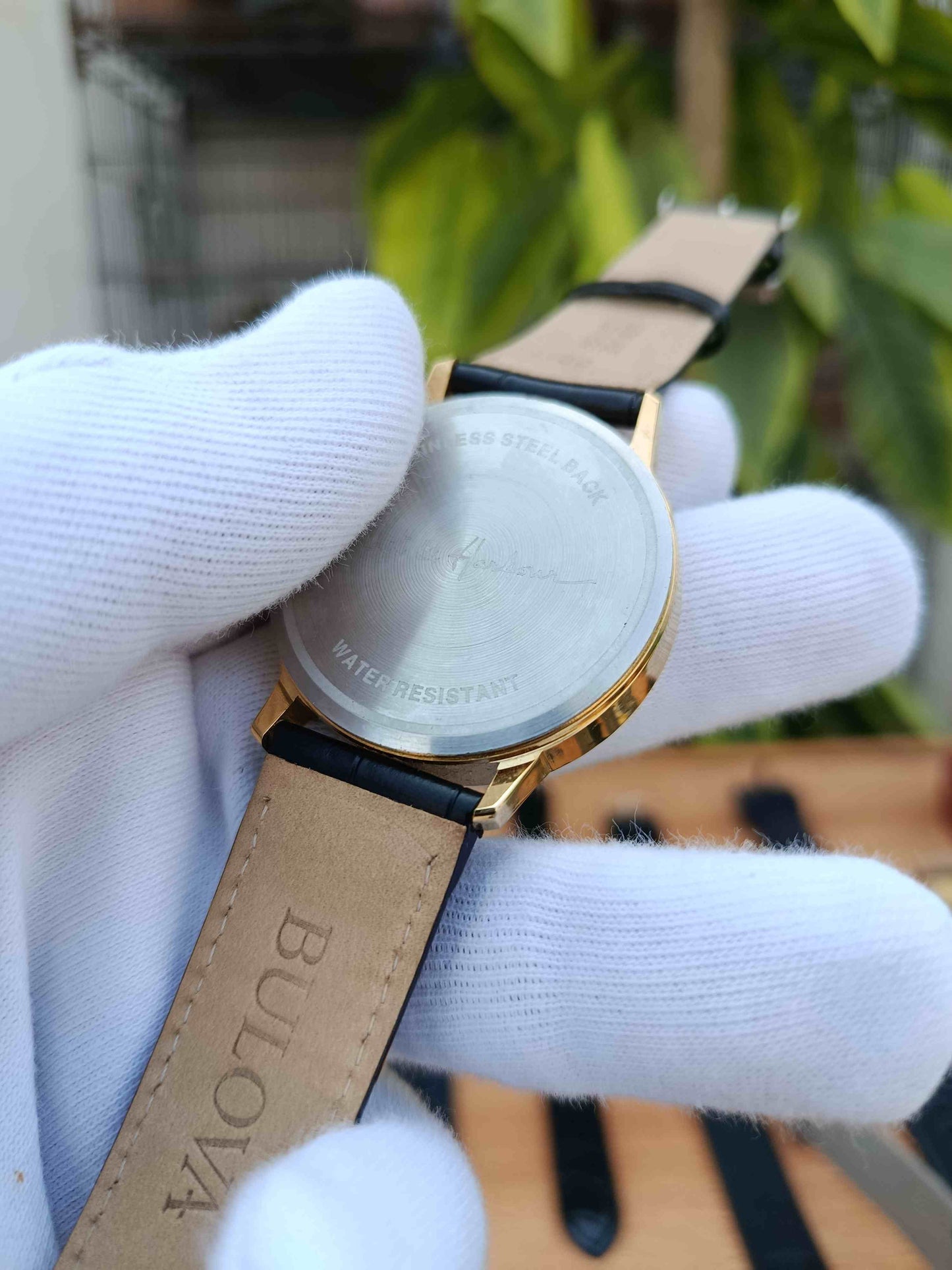 Mast & Harbour Men's Golden Case Leather Strap Watch